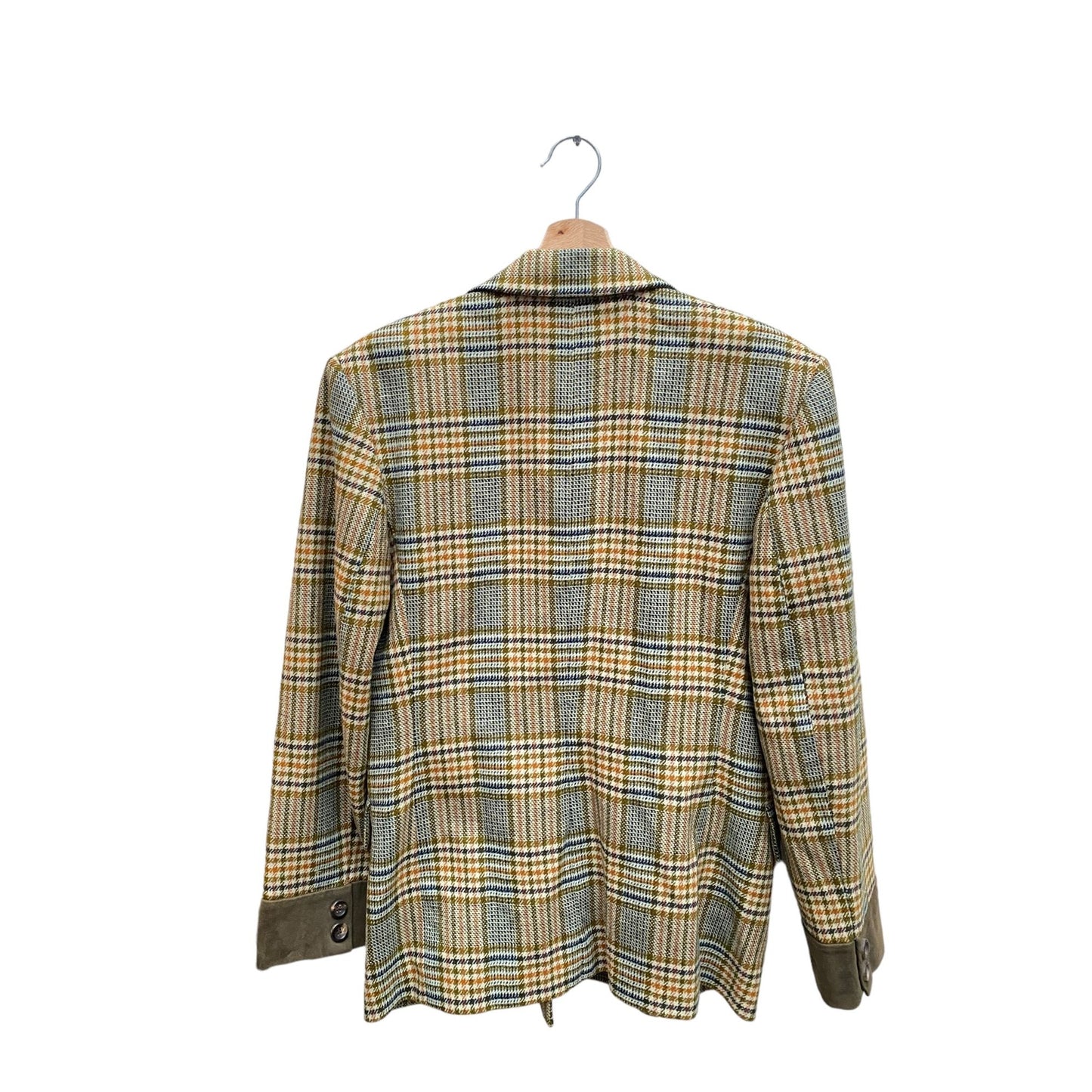 Brown Beige Checkered Plaid Blazer Jacket Wool Cashmere Unisex