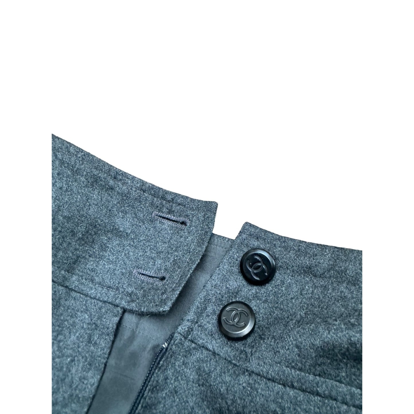 Autumn 1998 High Waist Grey Wool Cashmere Midi Skirt