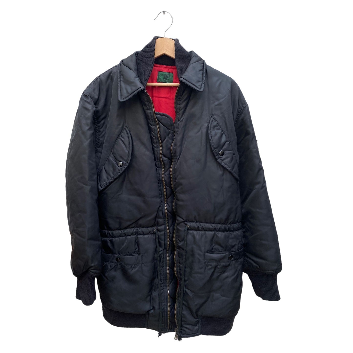 Vintage Black Bomber Jacket Coat
