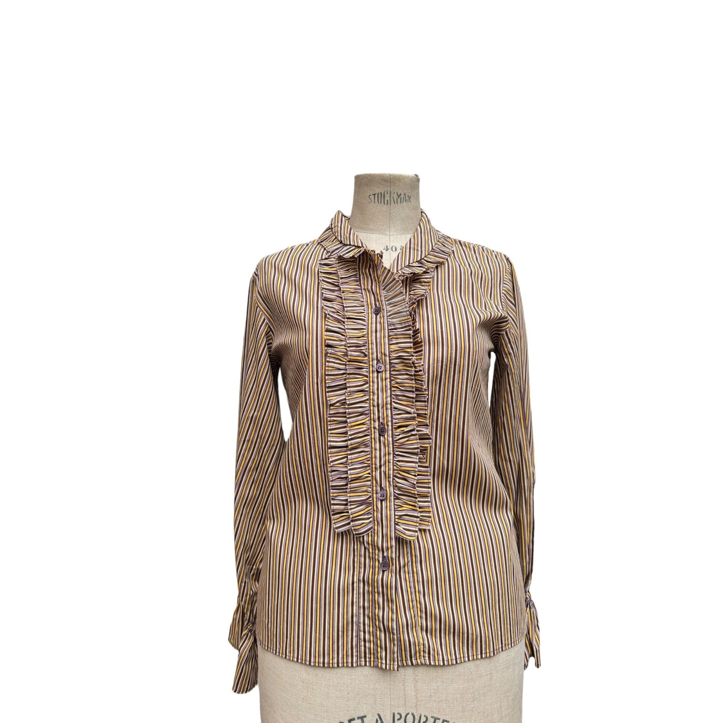 Ruffled Striped Collar Shirt