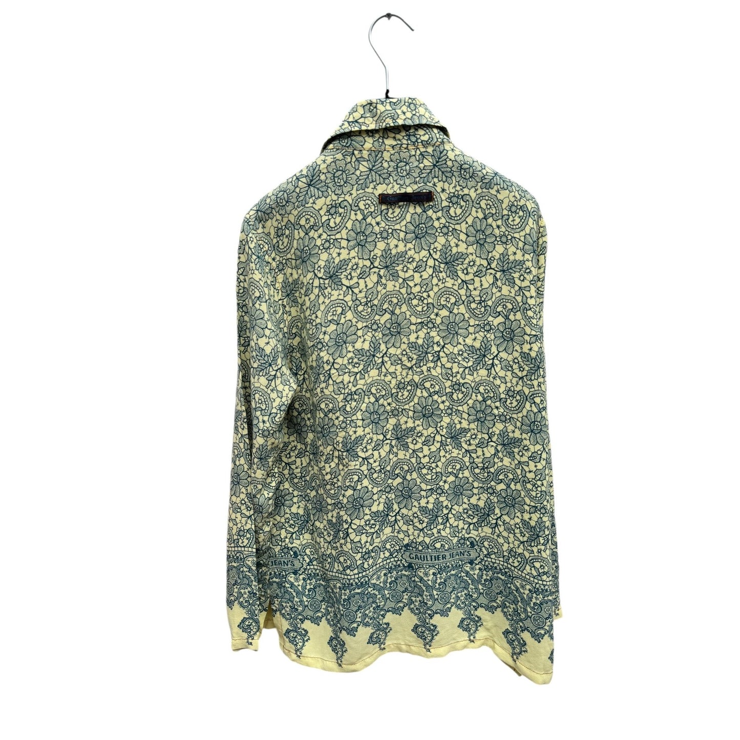 Vintage Yellow Navy Viscose Floral Shirt