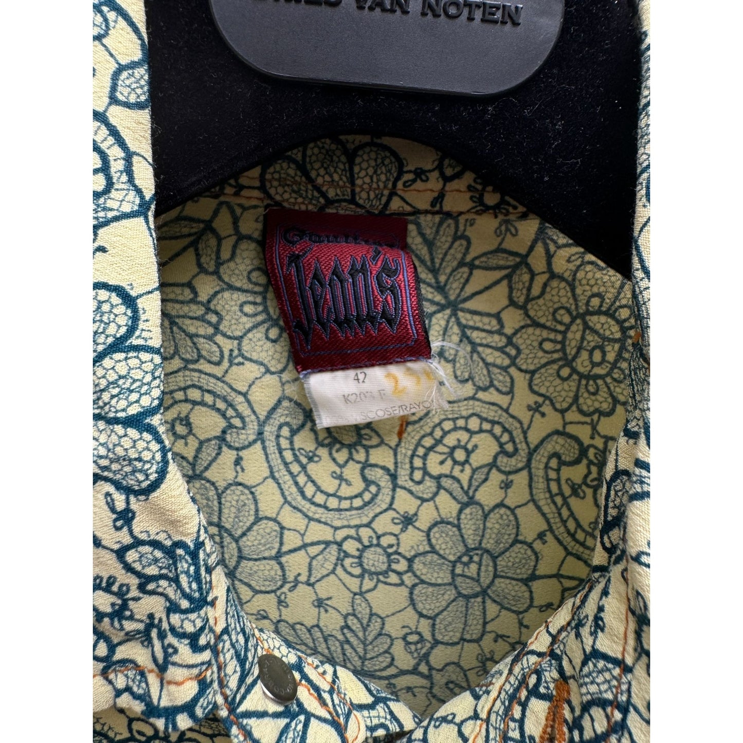 Vintage Yellow Navy Viscose Floral Shirt
