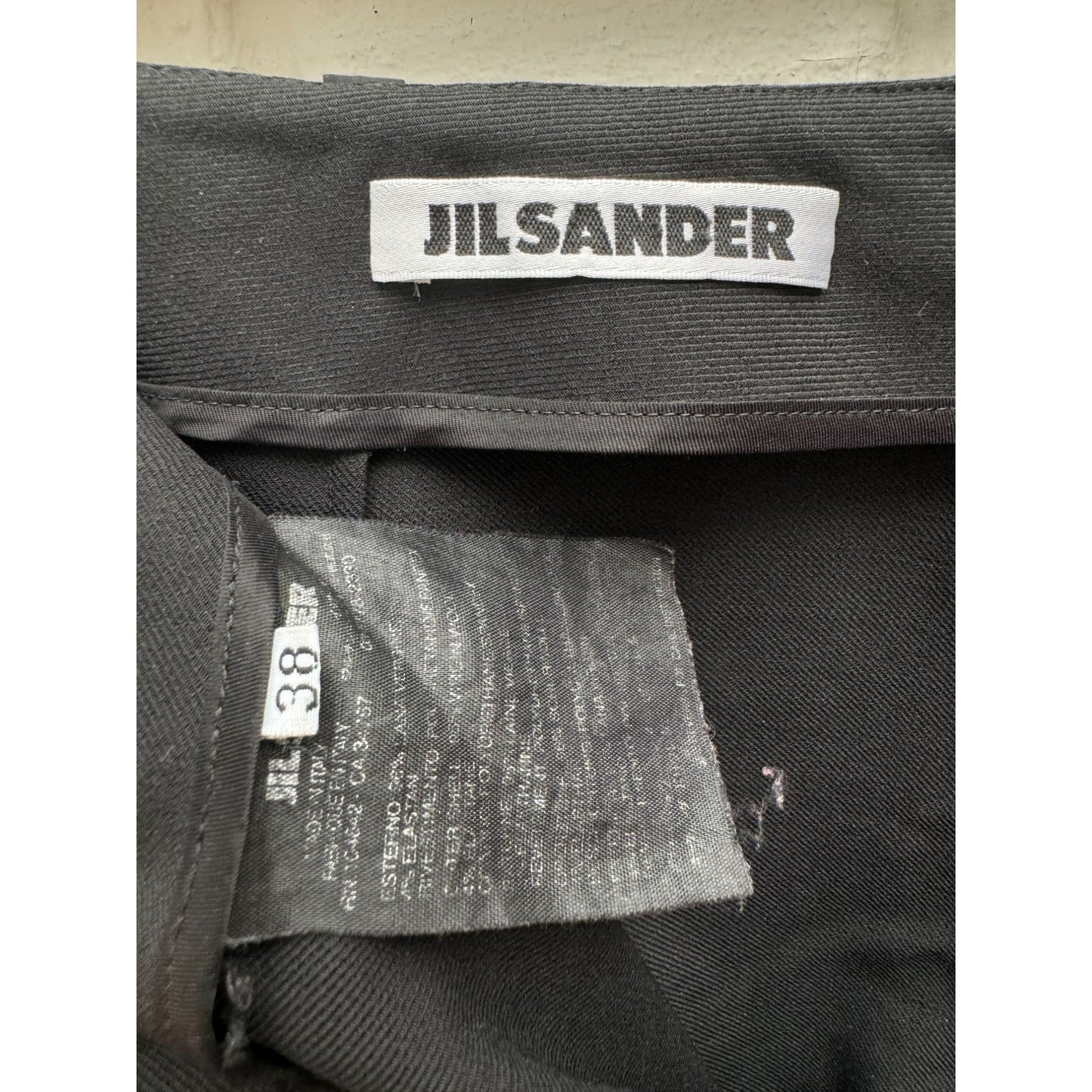 Black Wool Wide Pants with Silver Ring Detail
