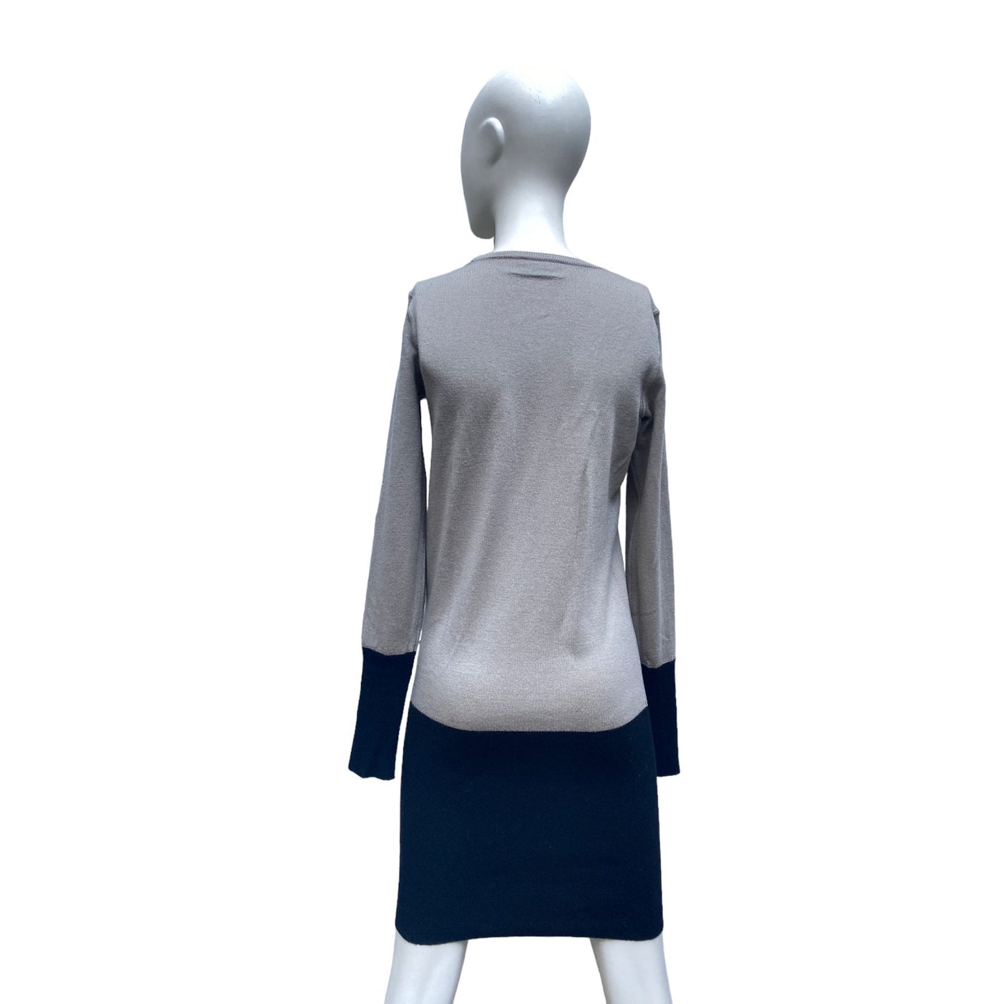 Beige Black Wool Dress Longsleeves
