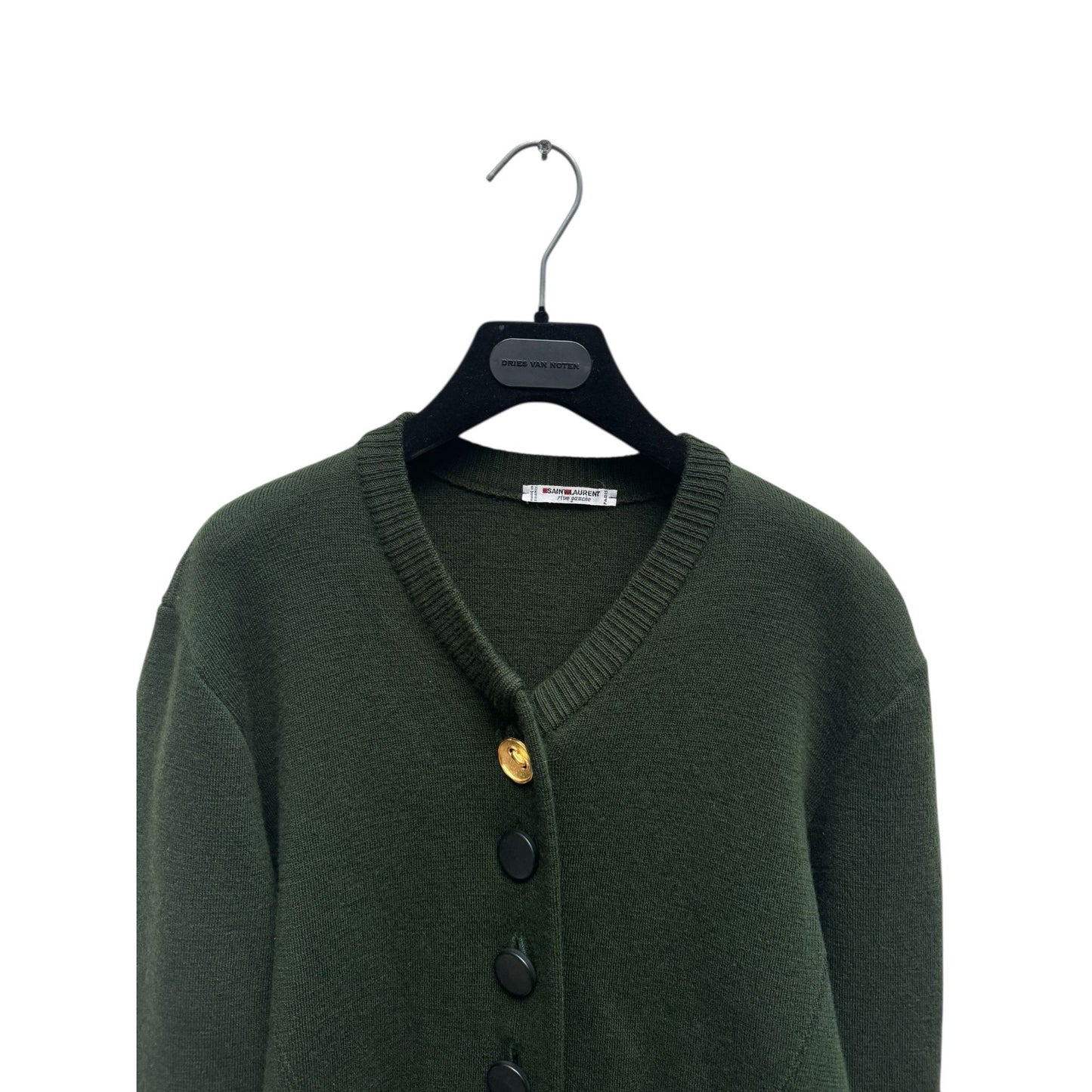 1970s Dark Forest Merino Wool Cardigan