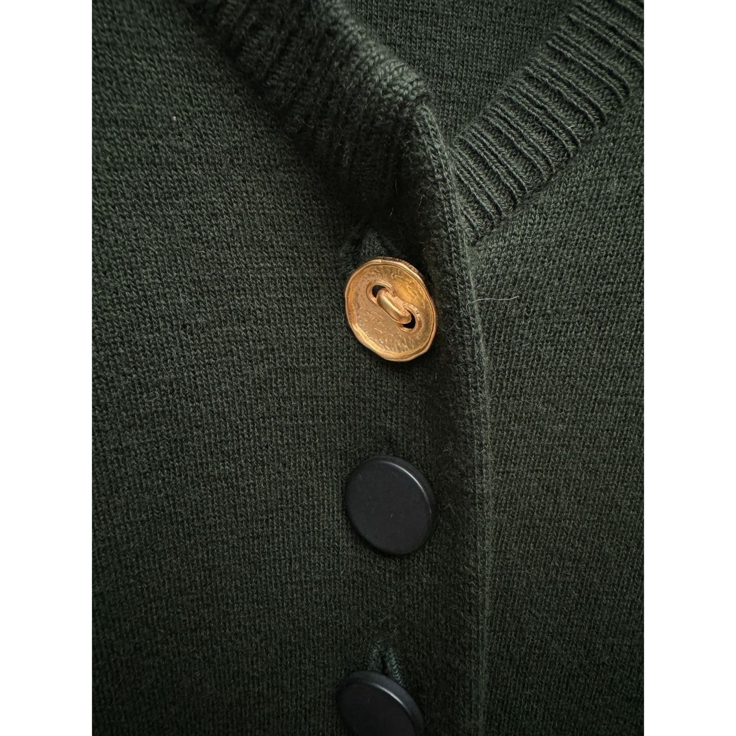 1970s Dark Forest Merino Wool Cardigan