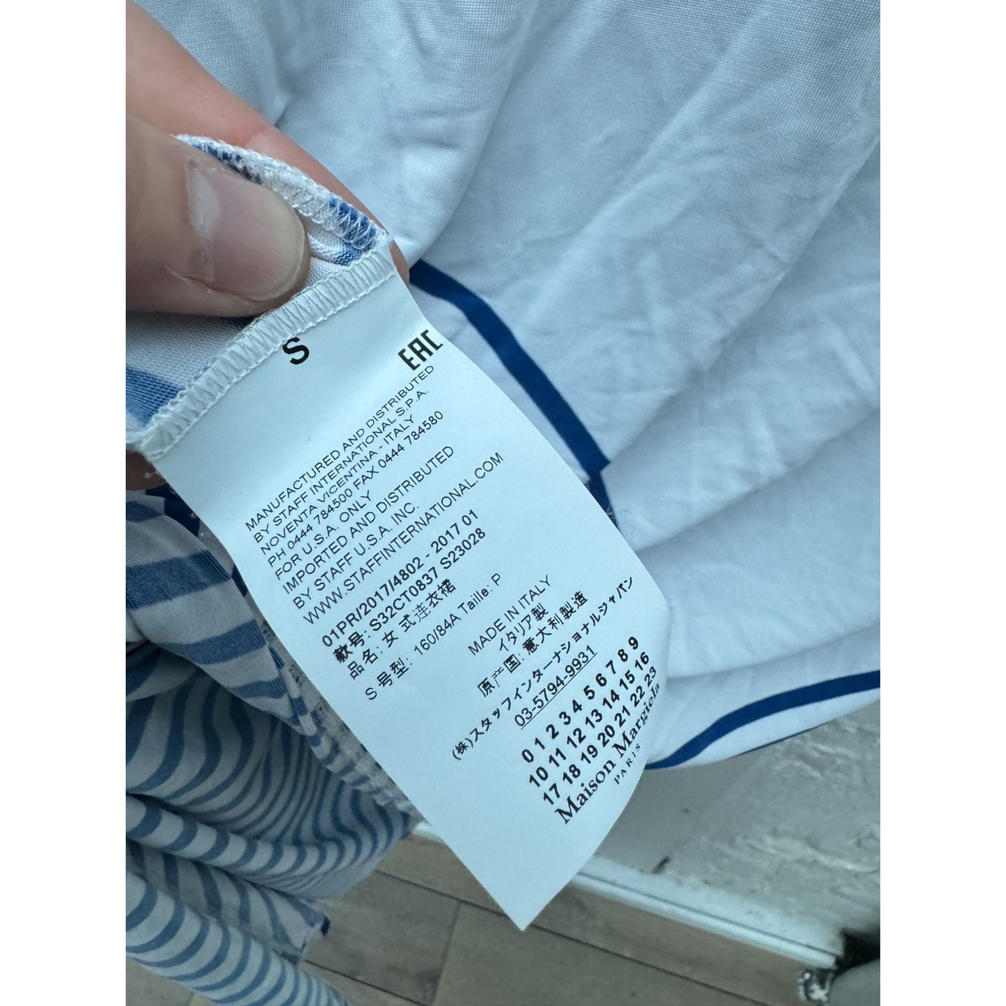MM6 Navy White Striped Top