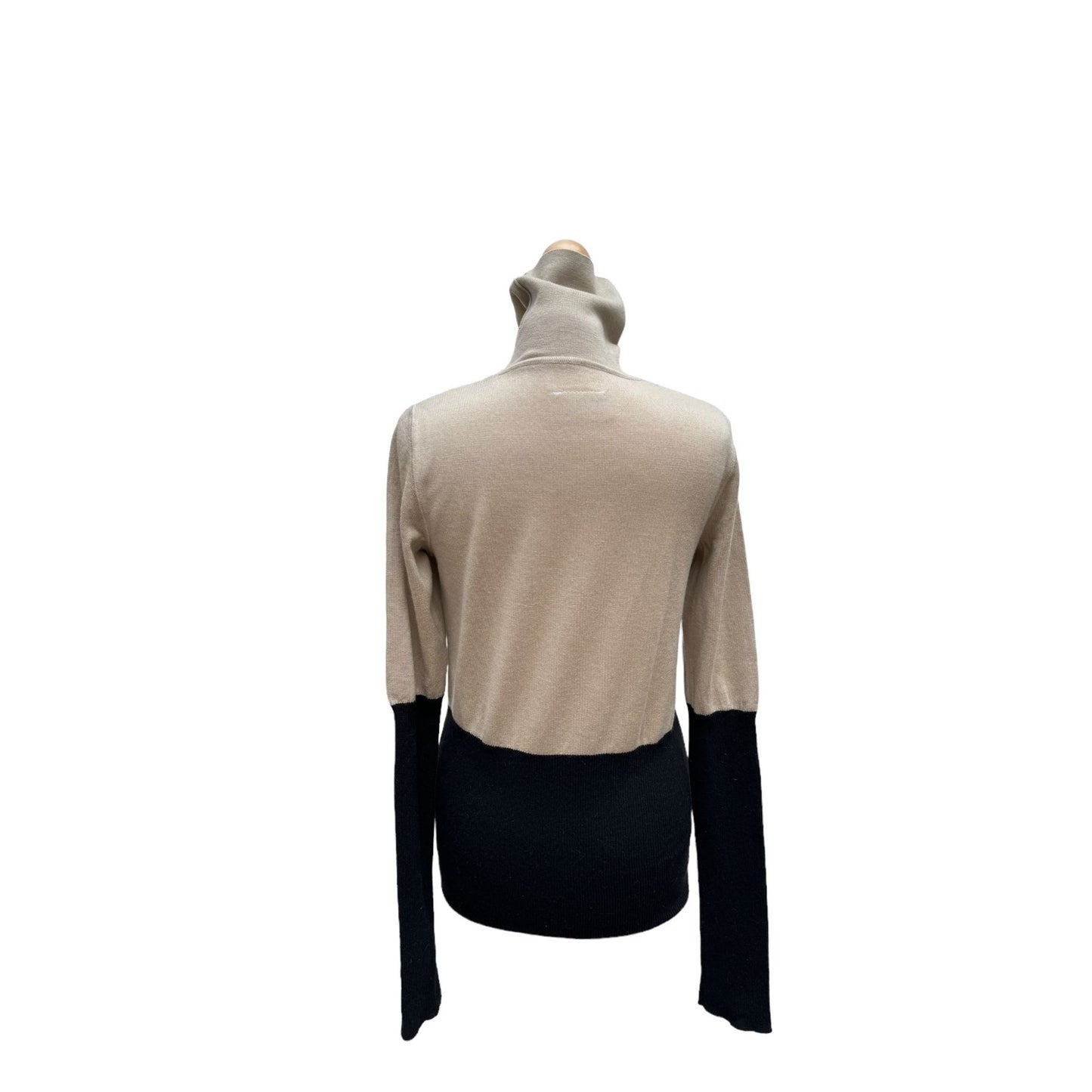 Vintage Beige Black Wool Rollneck