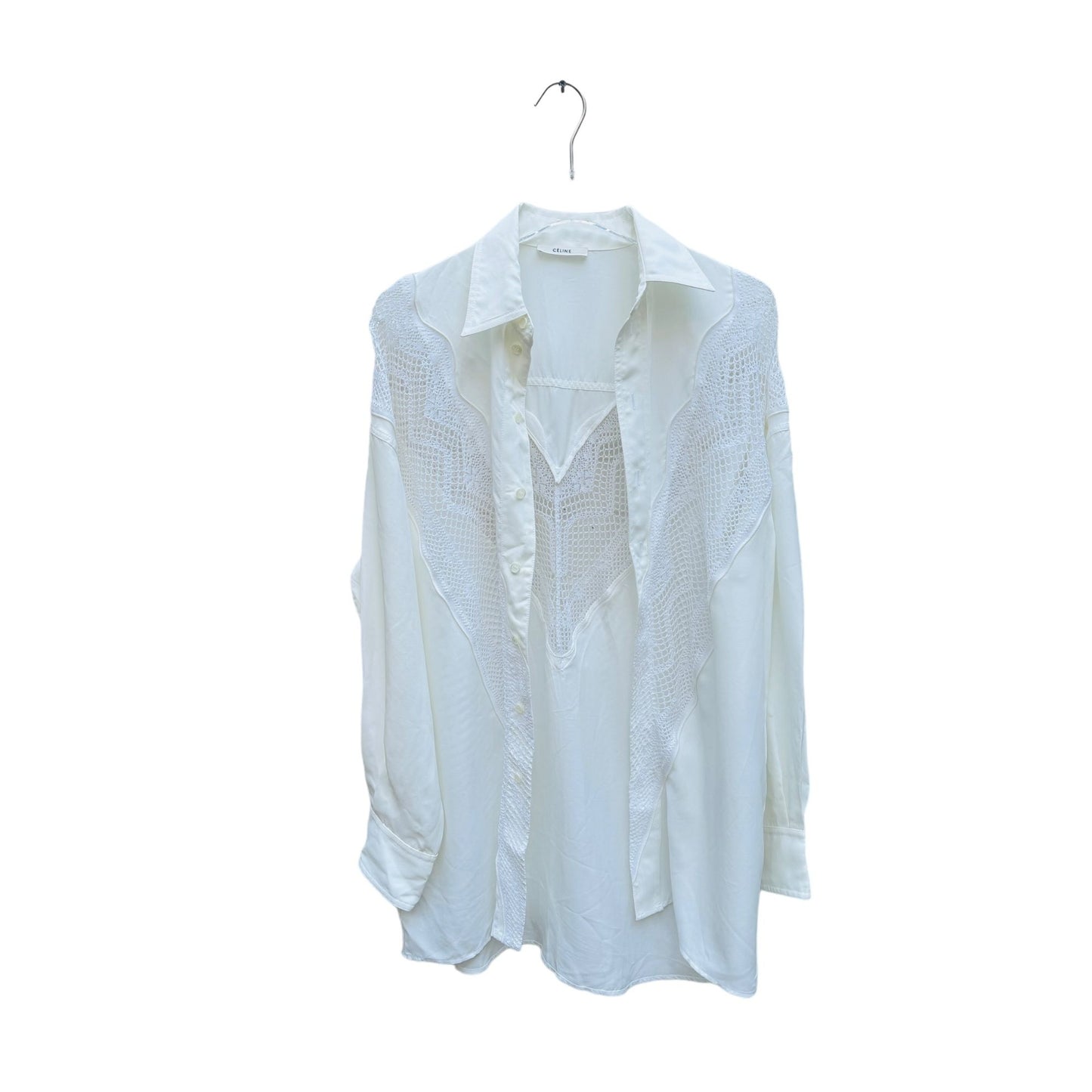 By Phoebe Philo SS 2018 White Button down shirt with lace details