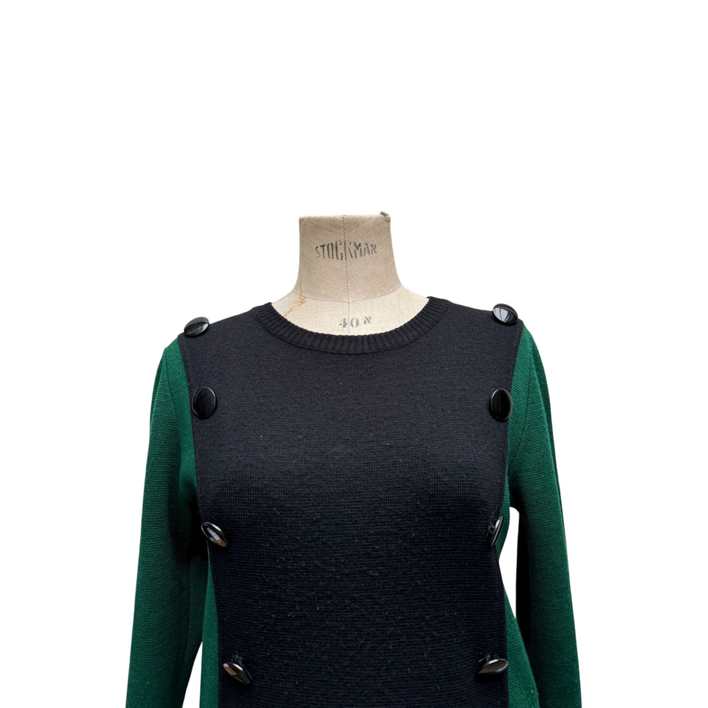 1980s Wool Dress – Black & Green