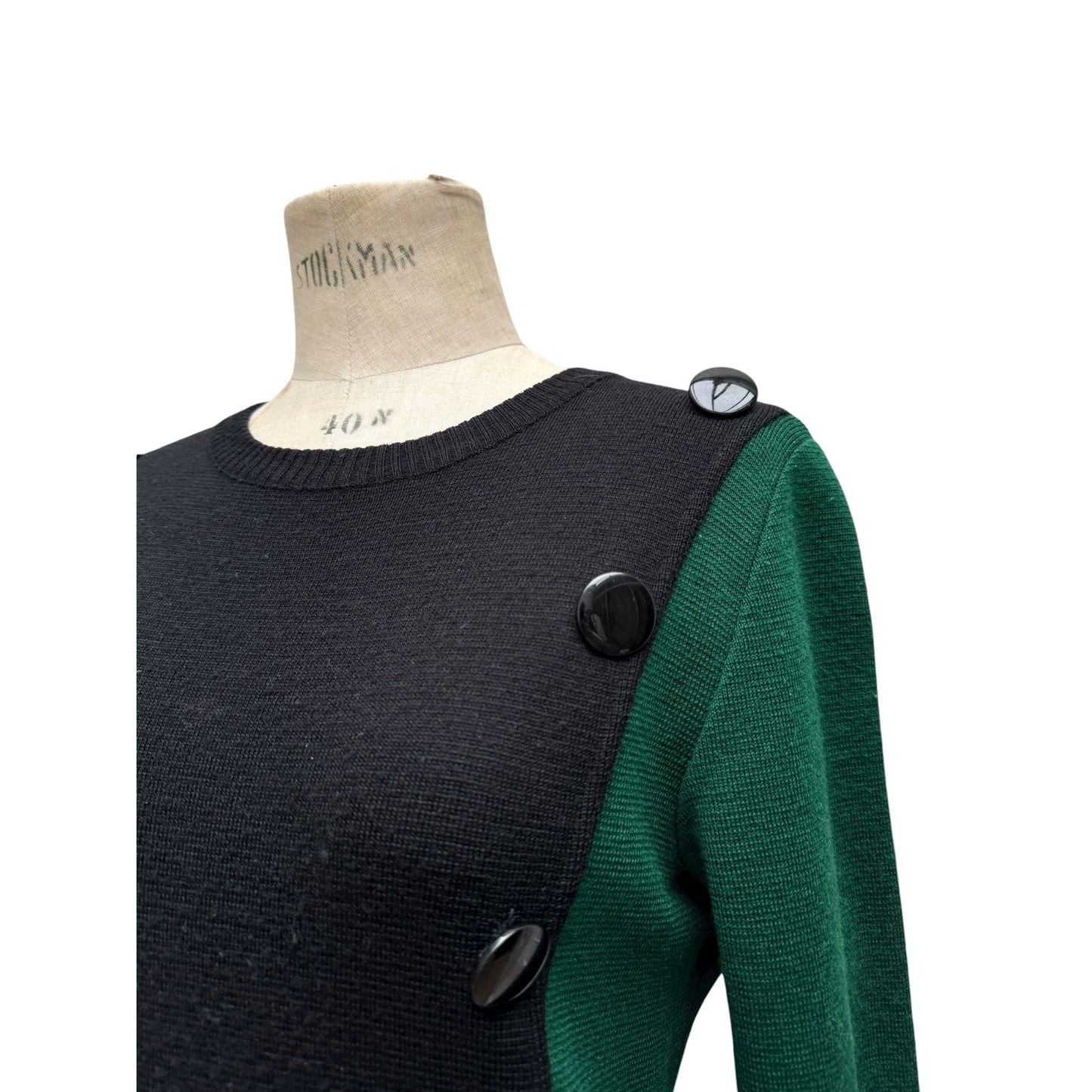 1980s Wool Dress – Black & Green