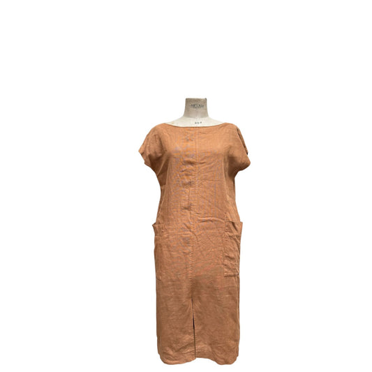1980s Brown linen dress