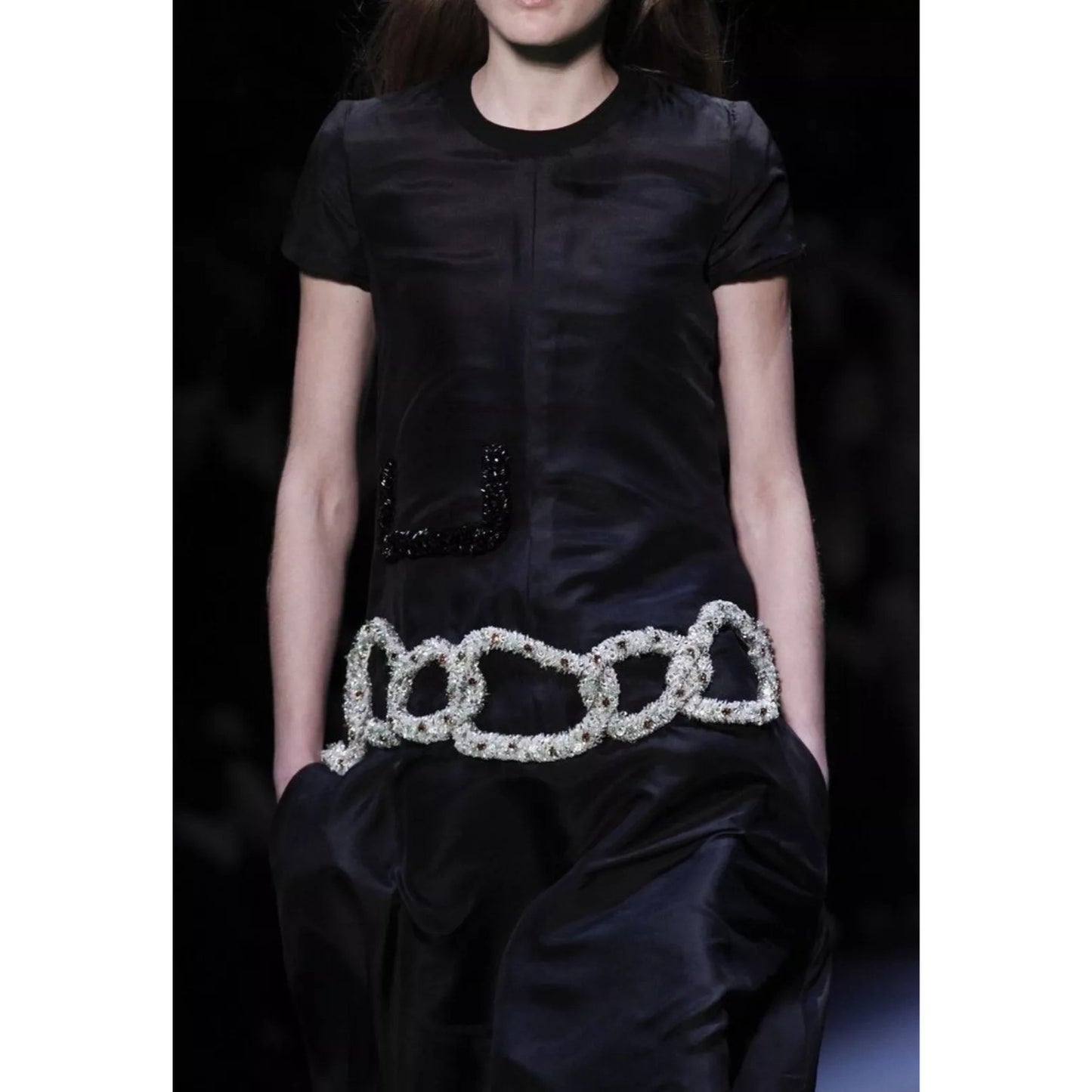 Phoebe Philo Winter 2016 Runway Mulberry Silk Dress with Crystal Embellished Belt Size 36 / XS to S
