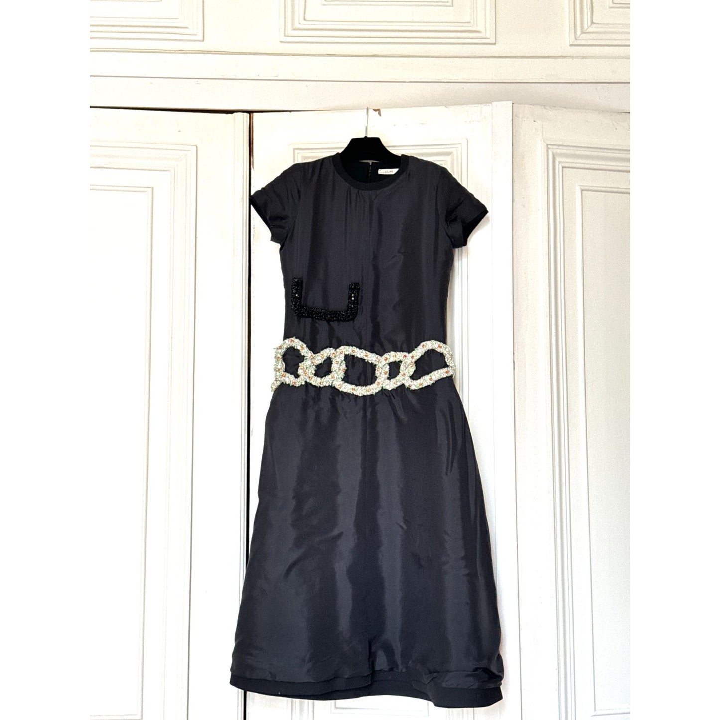 Phoebe Philo Winter 2016 Runway Mulberry Silk Dress with Crystal Embellished Belt Size 36 / XS to S