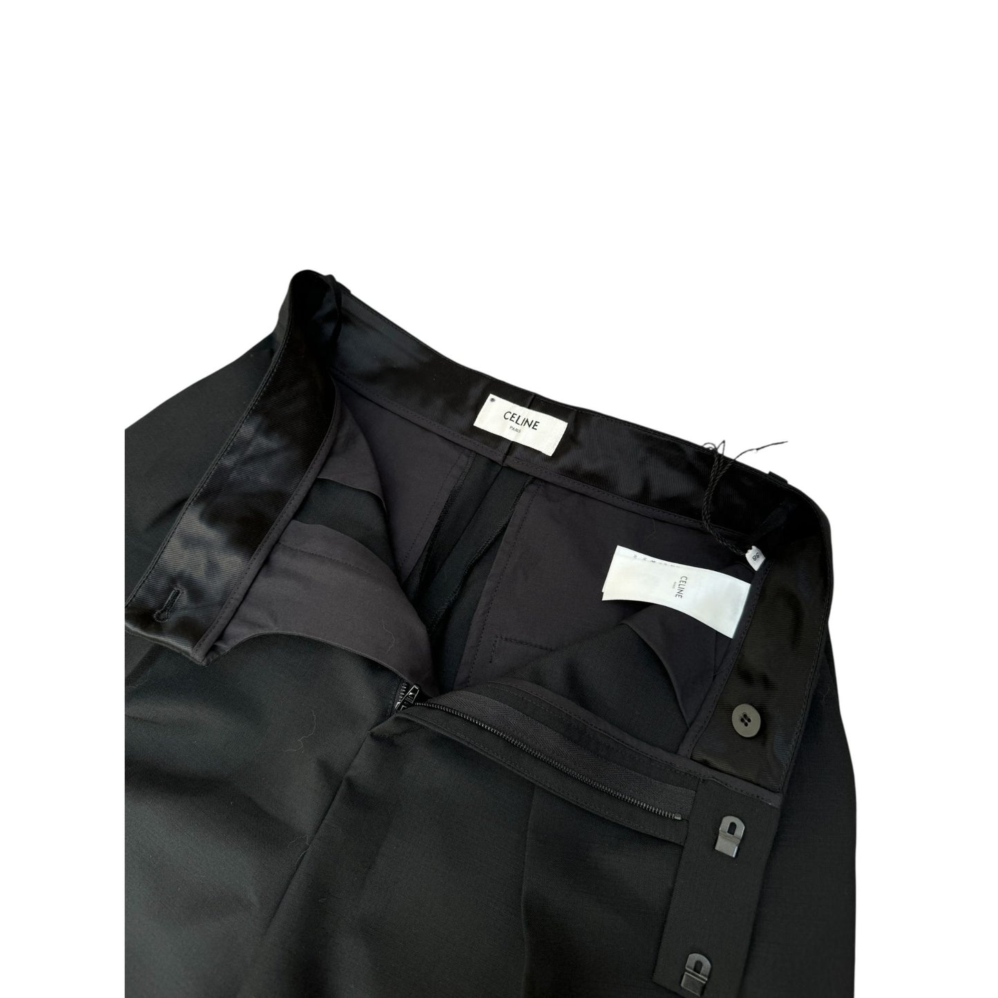 Black Wool Pleated Pants