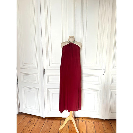 1990s Abalone Shell Burgundy Dress Size 38 / M