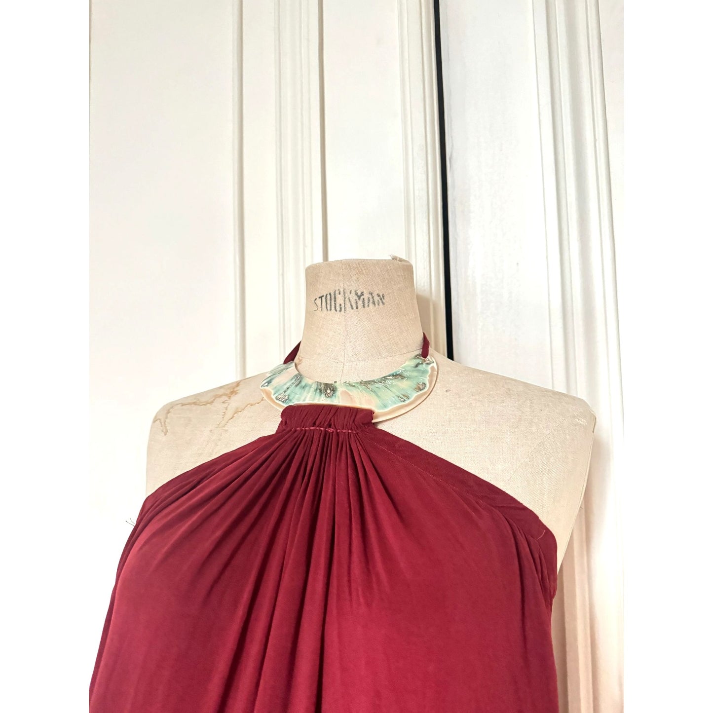 1990s Abalone Shell Burgundy Dress Size 38 / M