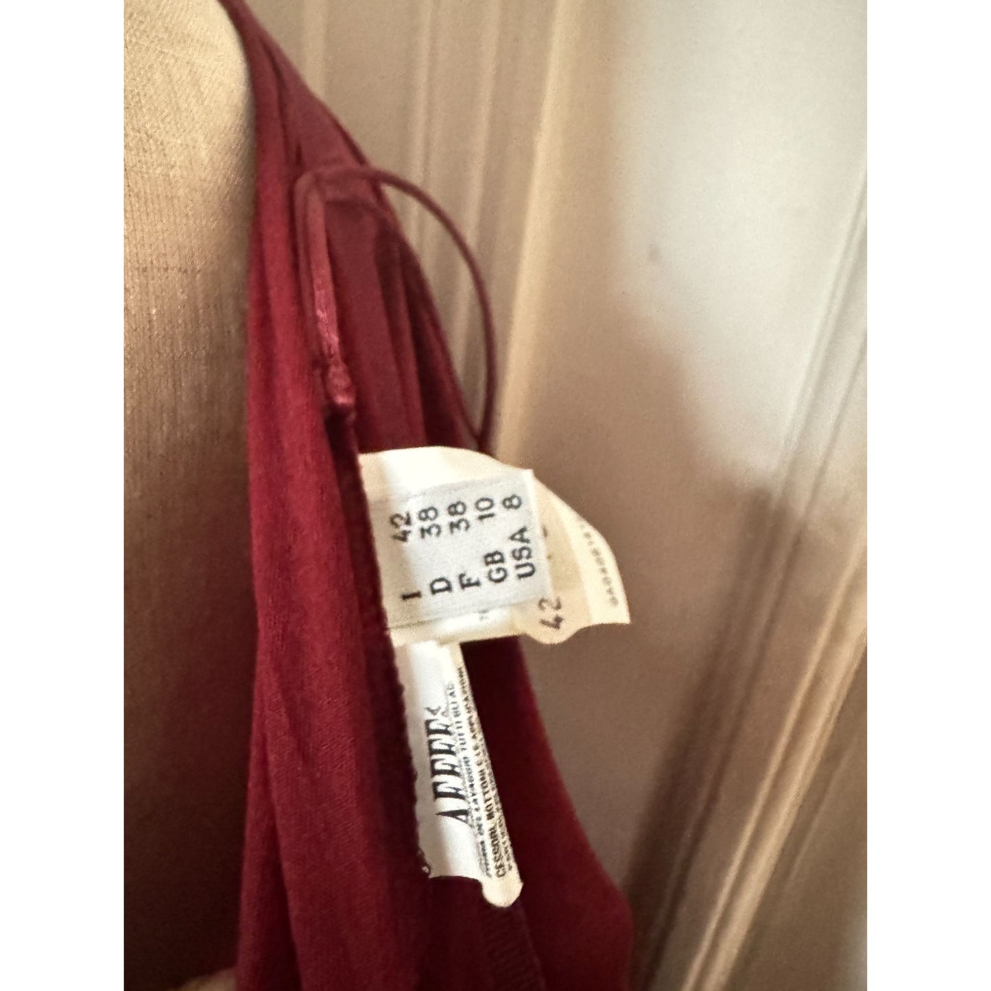 1990s Abalone Shell Burgundy Dress Size 38 / M