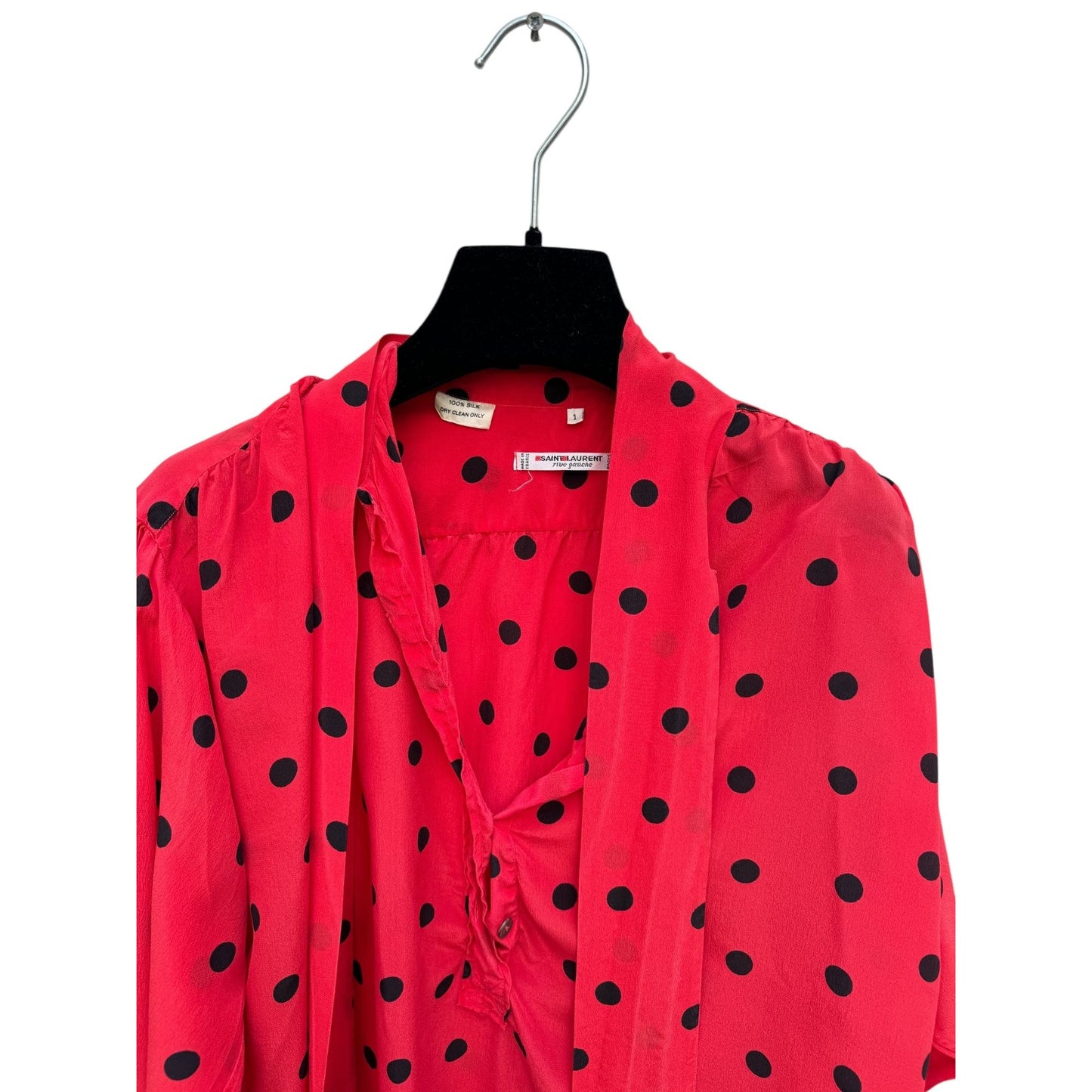 1970s Red Polka Dot Silk Shirt