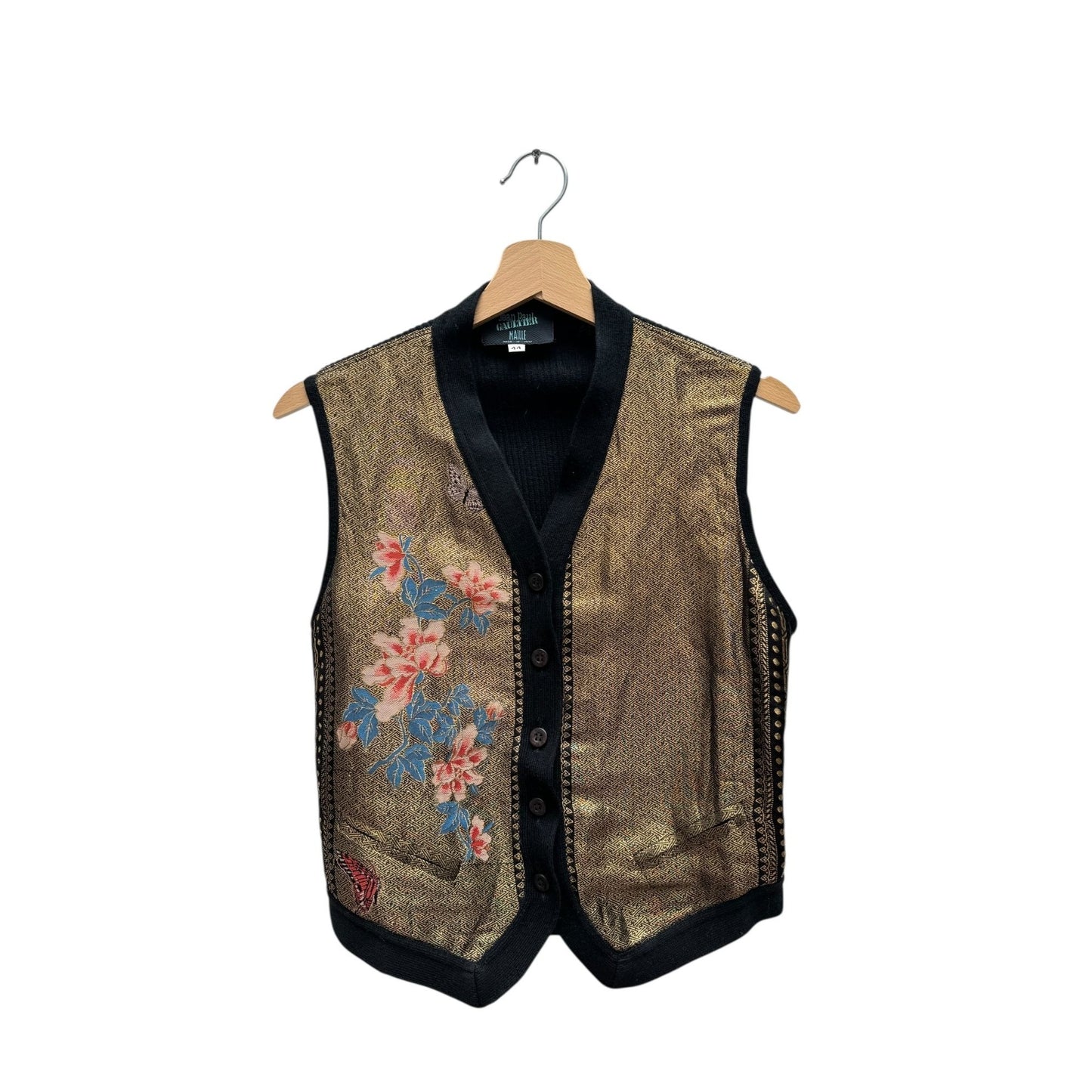 Vintage Gold Jacquard Knitted Vest