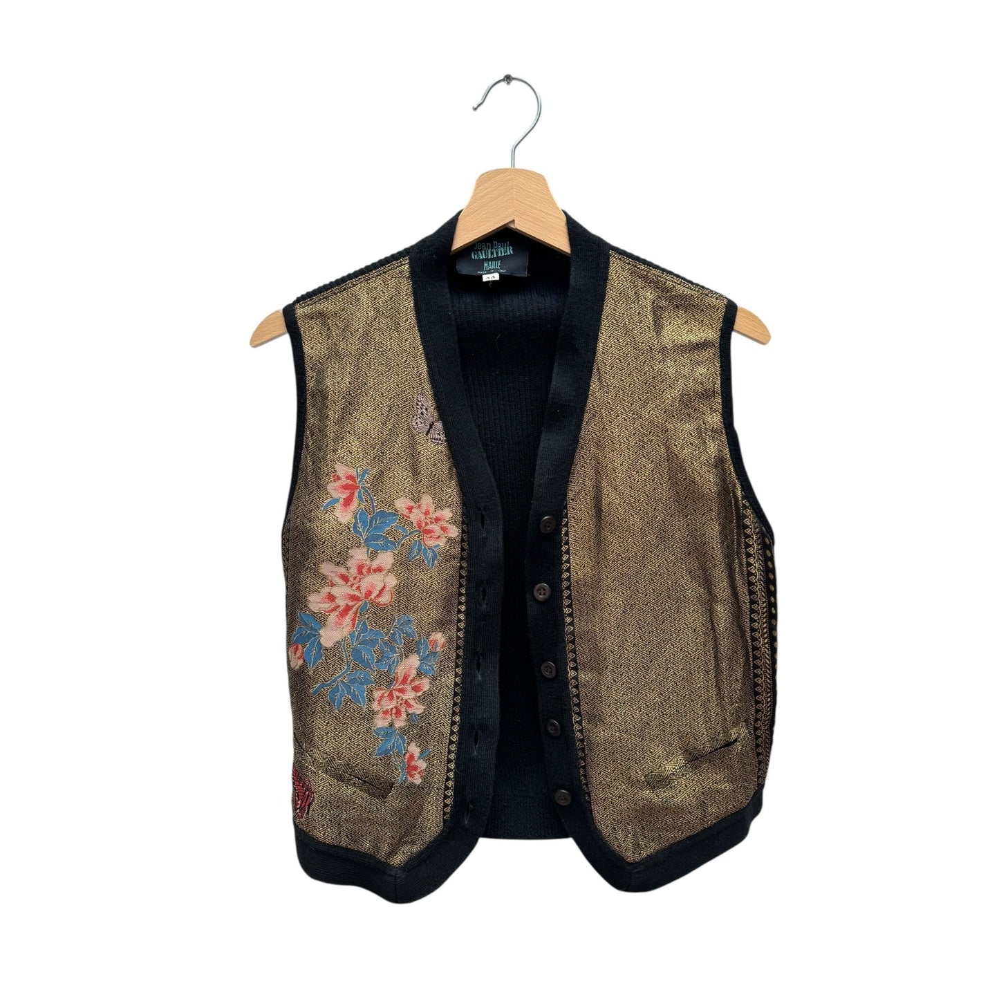Vintage Gold Jacquard Knitted Vest
