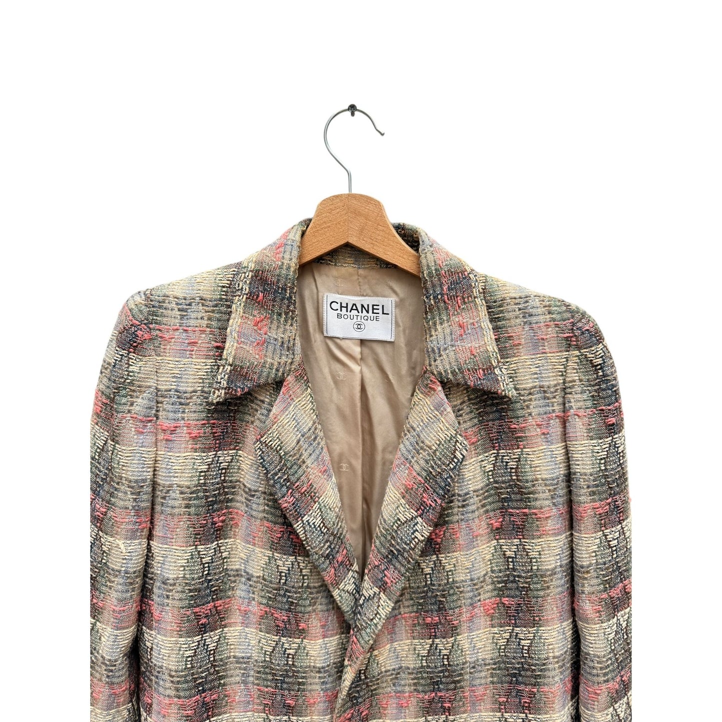 Karl Lagerfeld Spring 1998 Beige Tweed wool Blazer