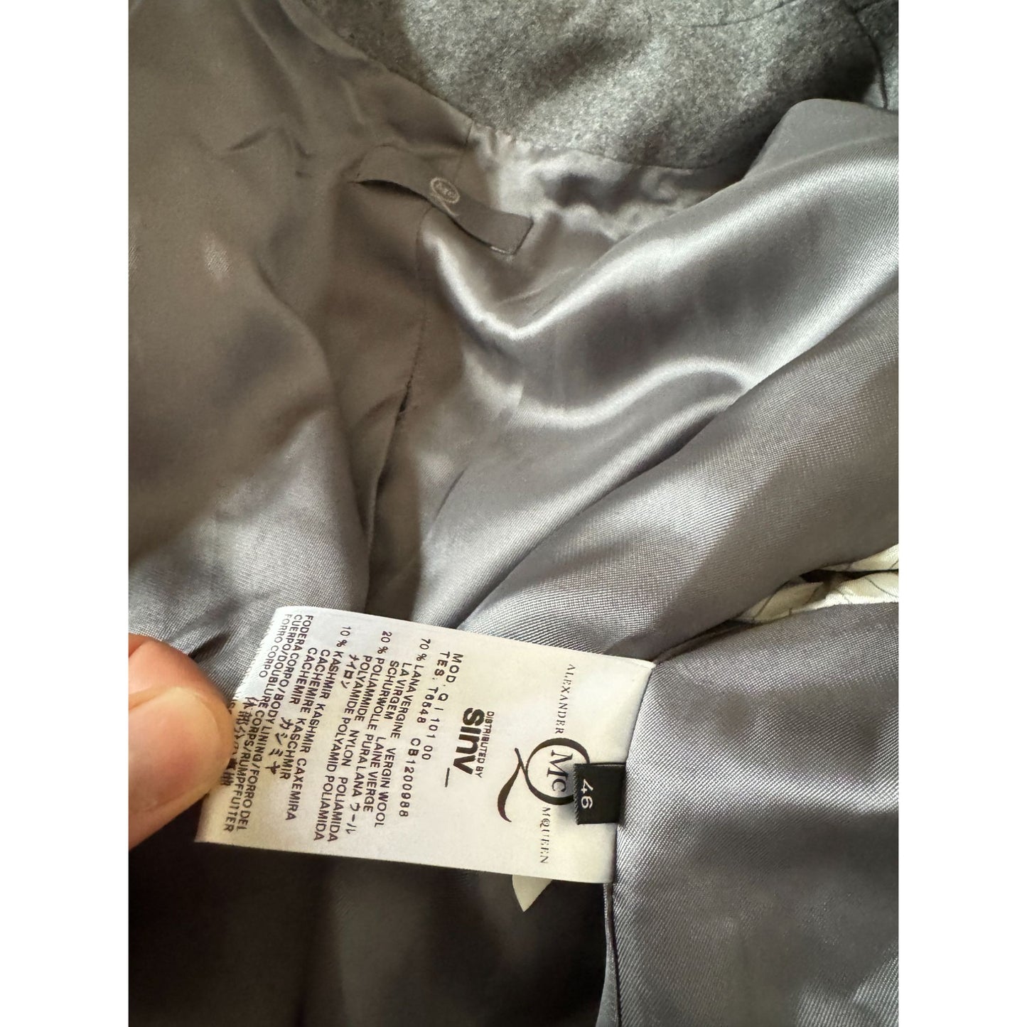 Grey Wool Sculpted Blazer Jacket