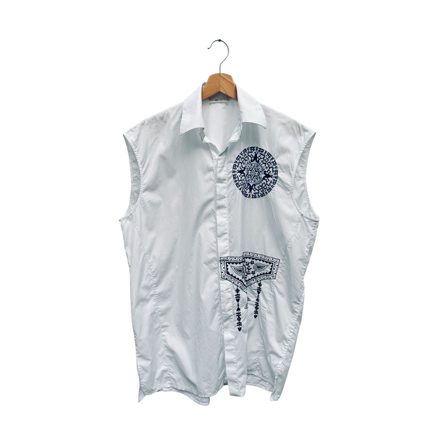 Phoebe Philo Spring 2017 Sleeveless Embroidered Shirt