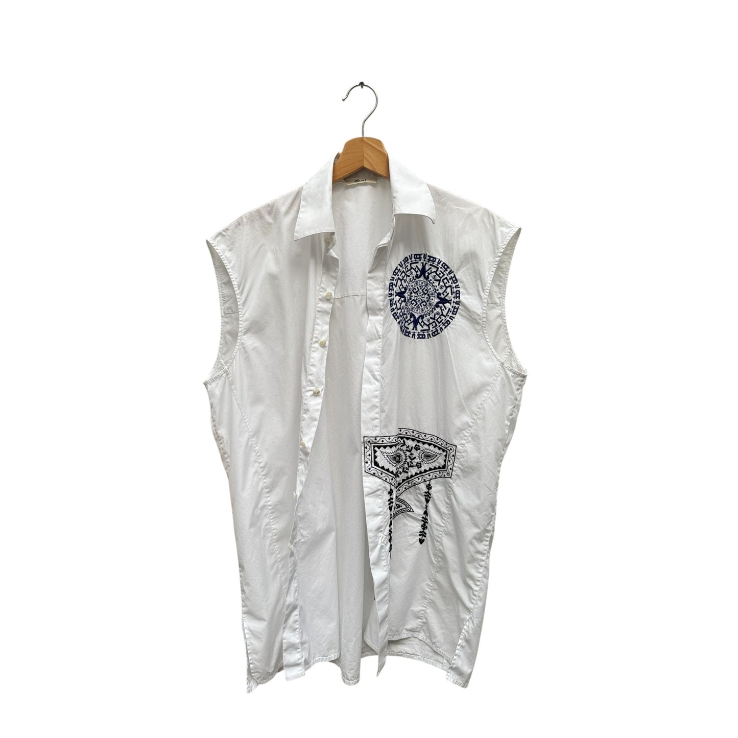Phoebe Philo Spring 2017 Sleeveless Embroidered Shirt