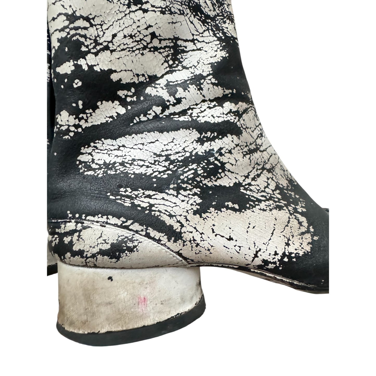 White Black Painted Tabi Boots