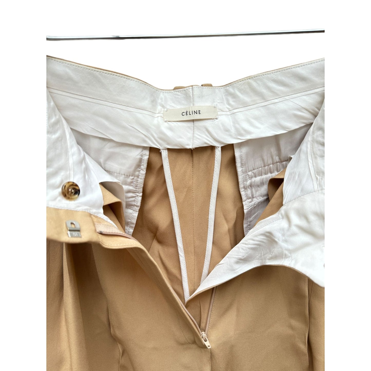 Phoebe Philo Beige Silk Wide Pants Size 40 fits US 30