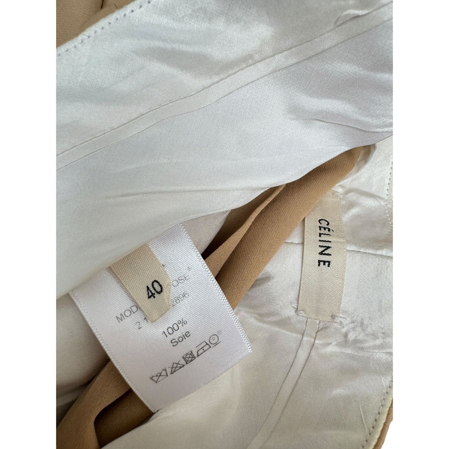 Phoebe Philo Beige Silk Wide Pants Size 40 fits US 30