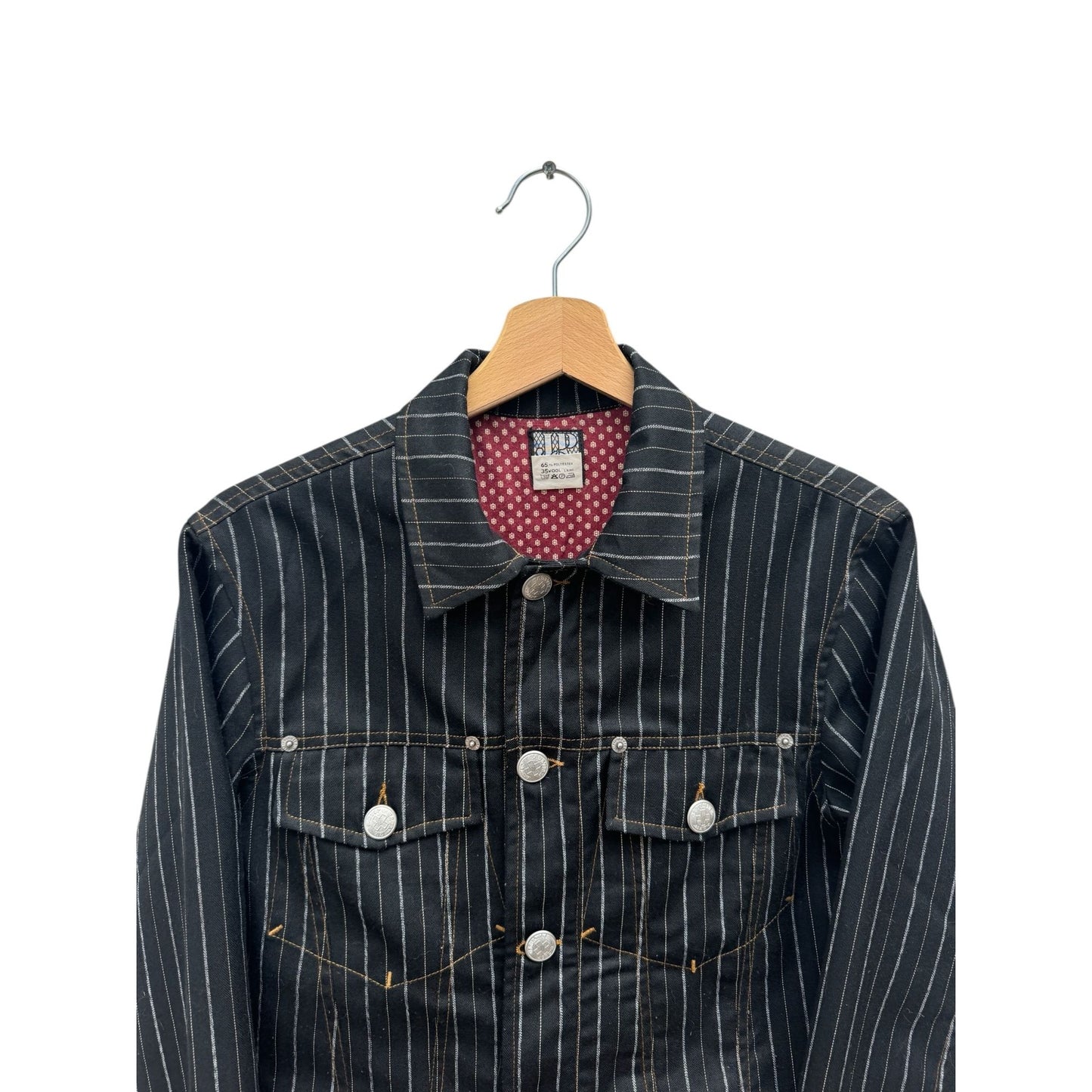 Vintage Black Pinstripe Trucker Jacket