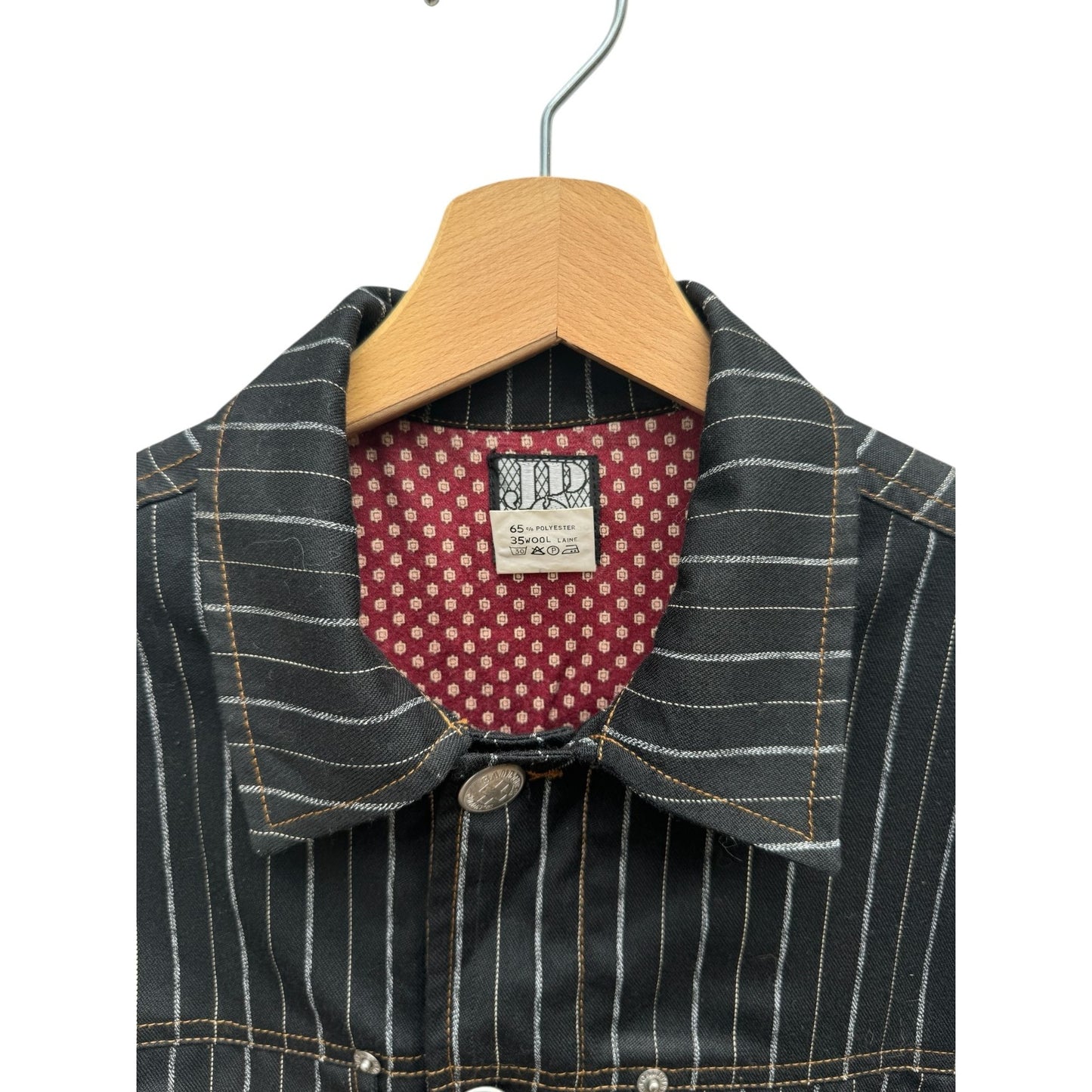 Vintage Black Pinstripe Trucker Jacket