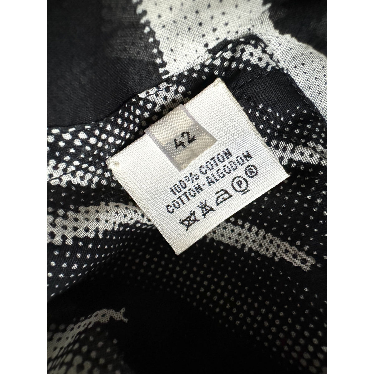 Black & White Oversized Floral Print Long-Sleeve Dress