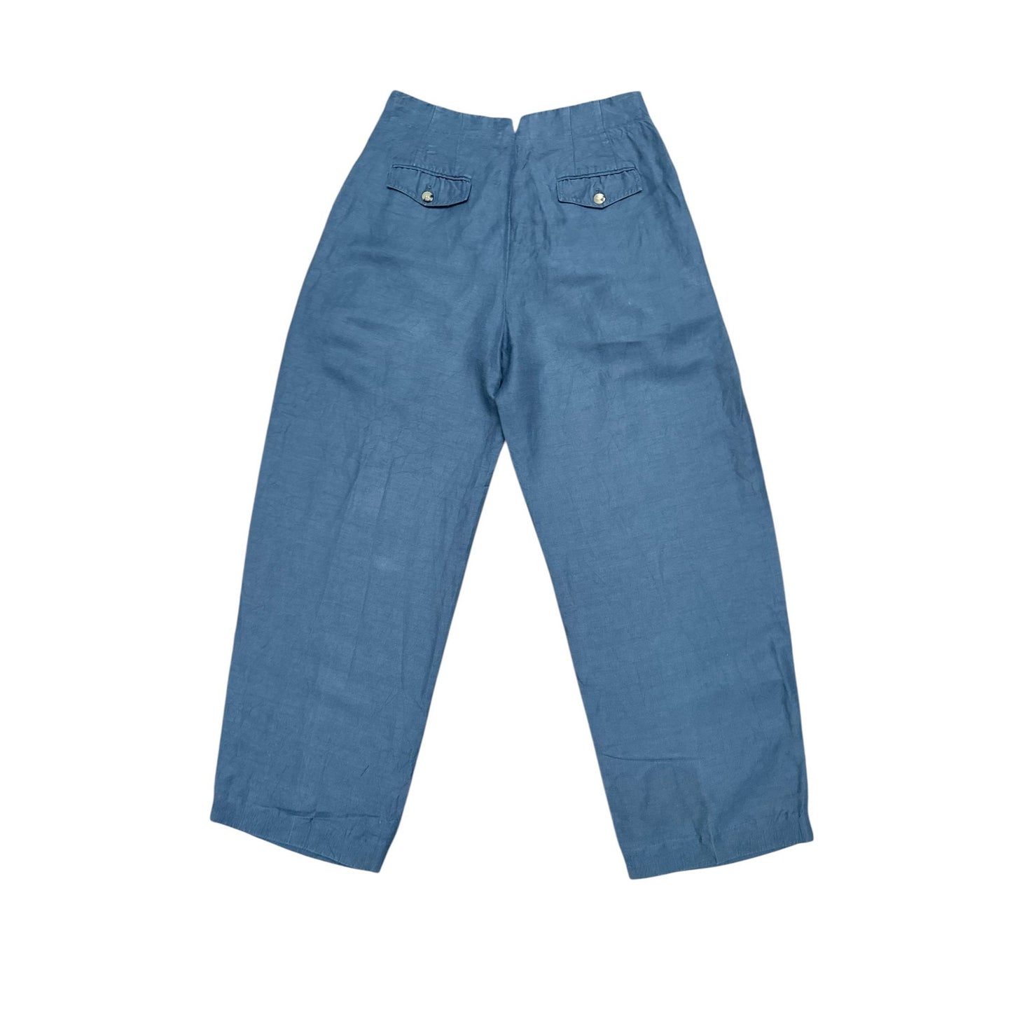 Navy Linen Wide-Leg Pants
