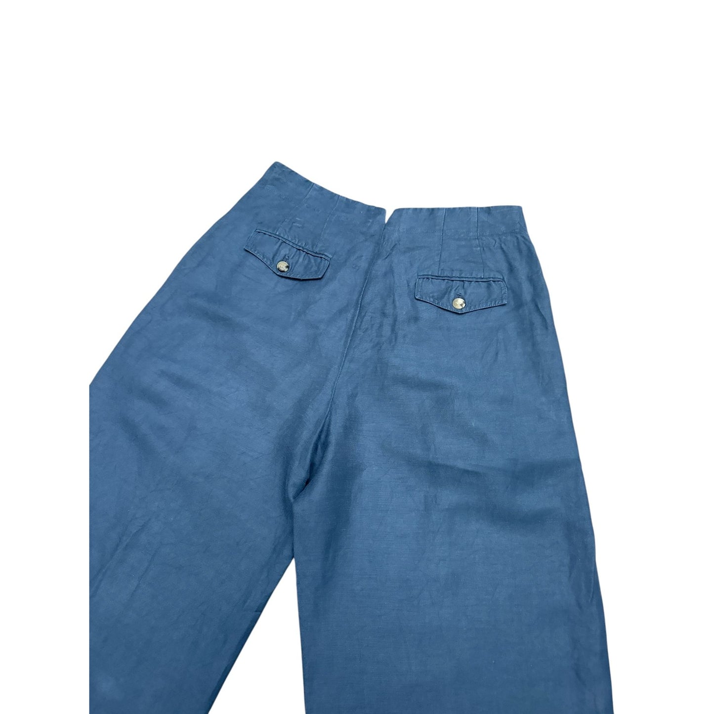 Navy Linen Wide-Leg Pants