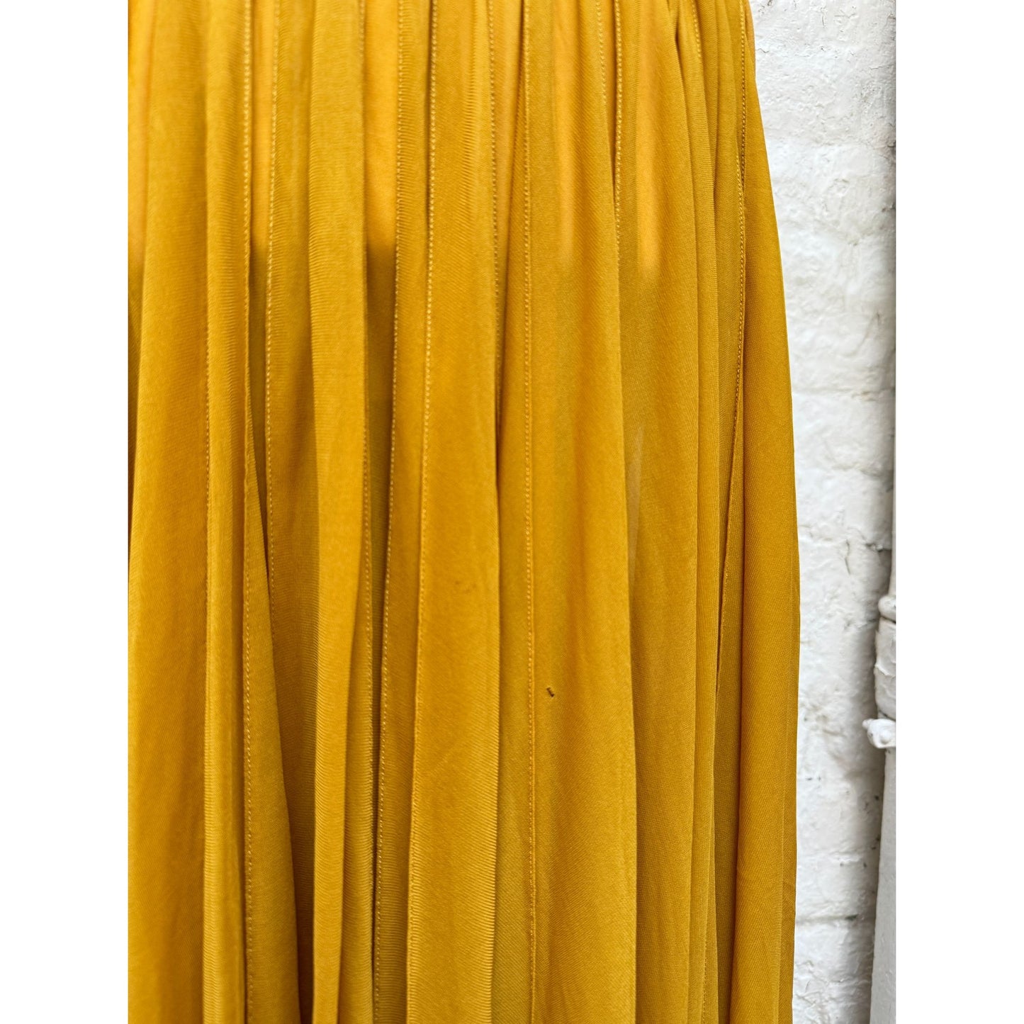 Phoebe Philo Yellow High-Neck Pleated Maxi Dress