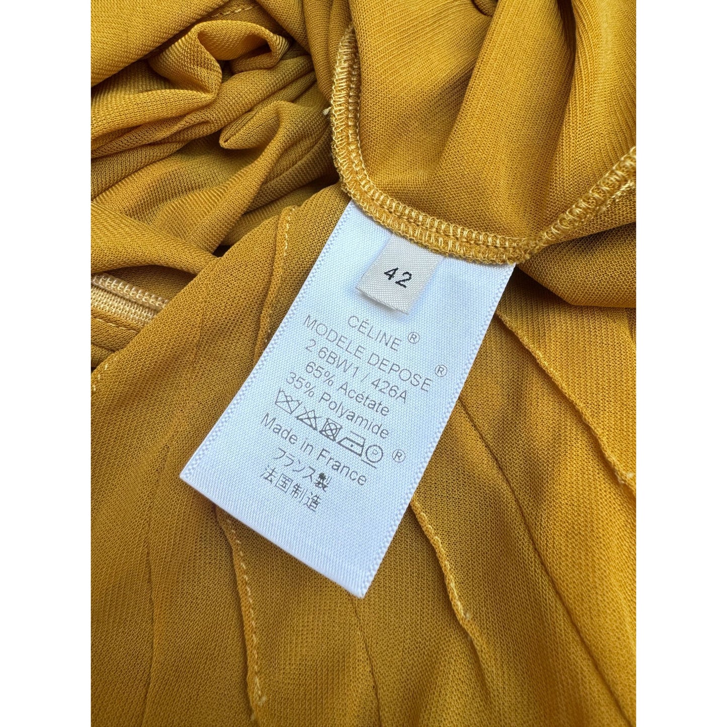 Phoebe Philo Yellow High-Neck Pleated Maxi Dress
