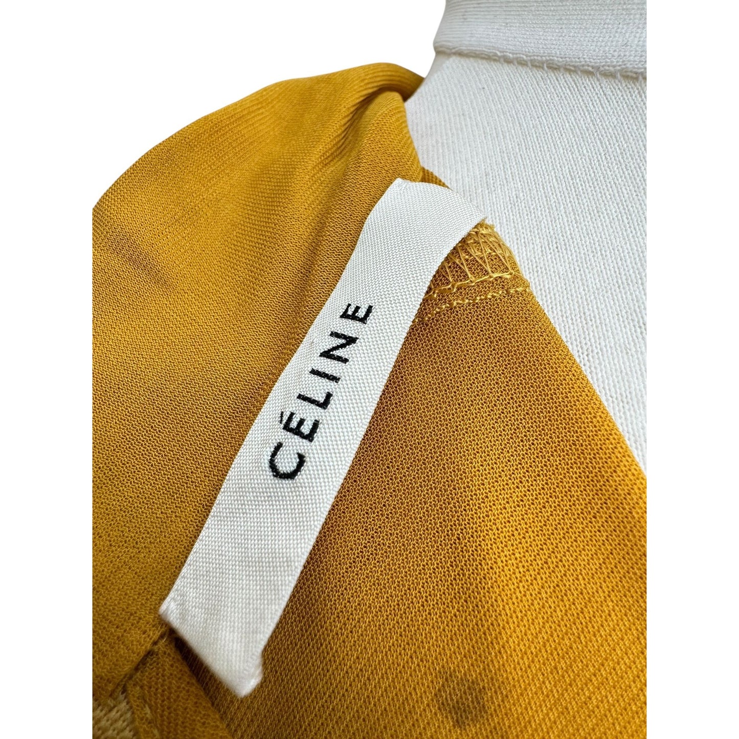 Phoebe Philo Yellow High-Neck Pleated Maxi Dress