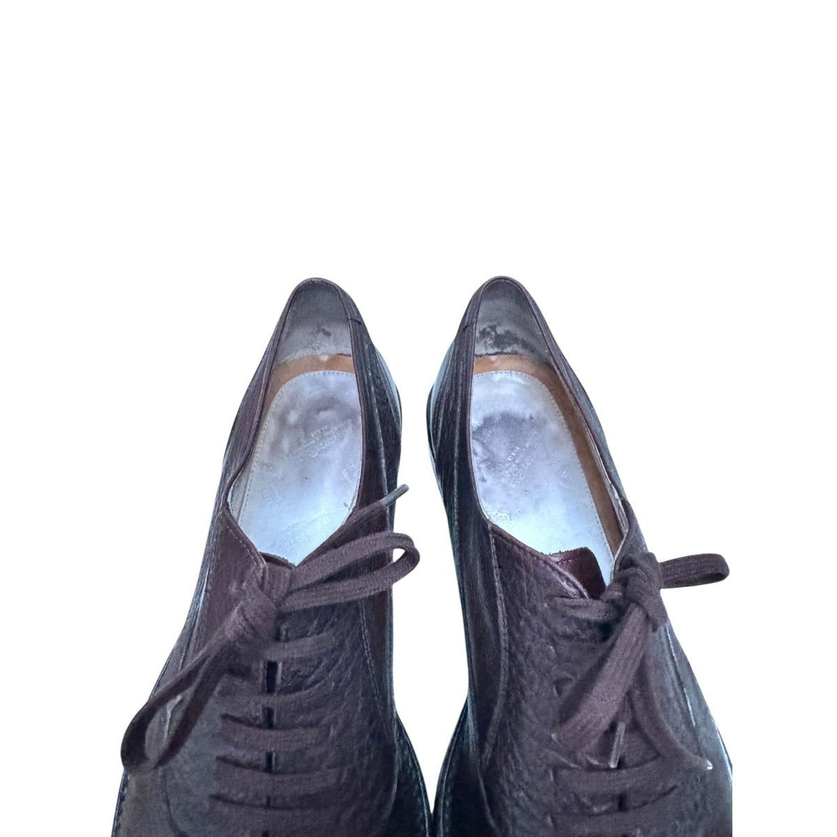 2000s Brown Leather Cap-Toe Lace-Up Shoes