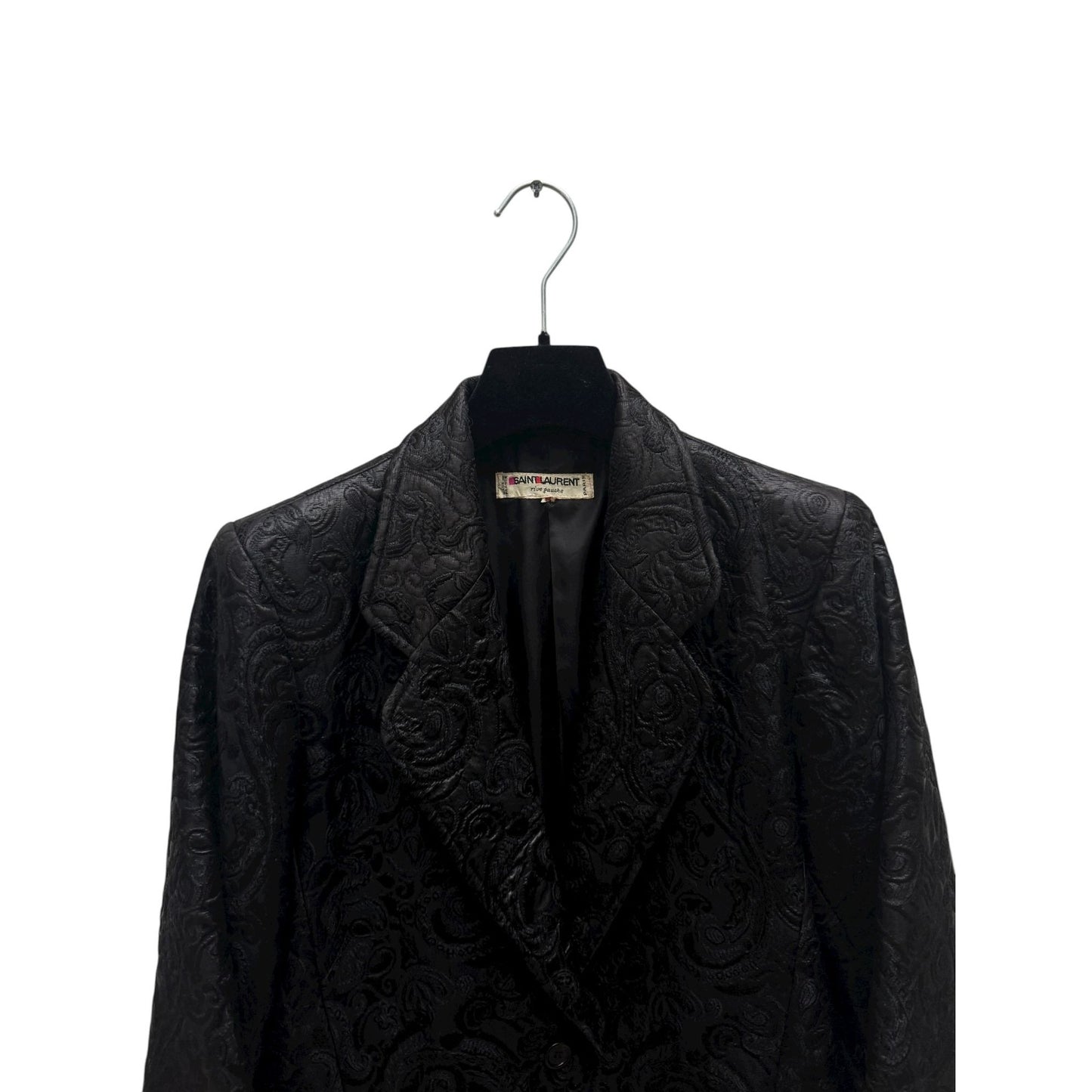 Saint Laurent Paris Black Brocade Blazer Jacket