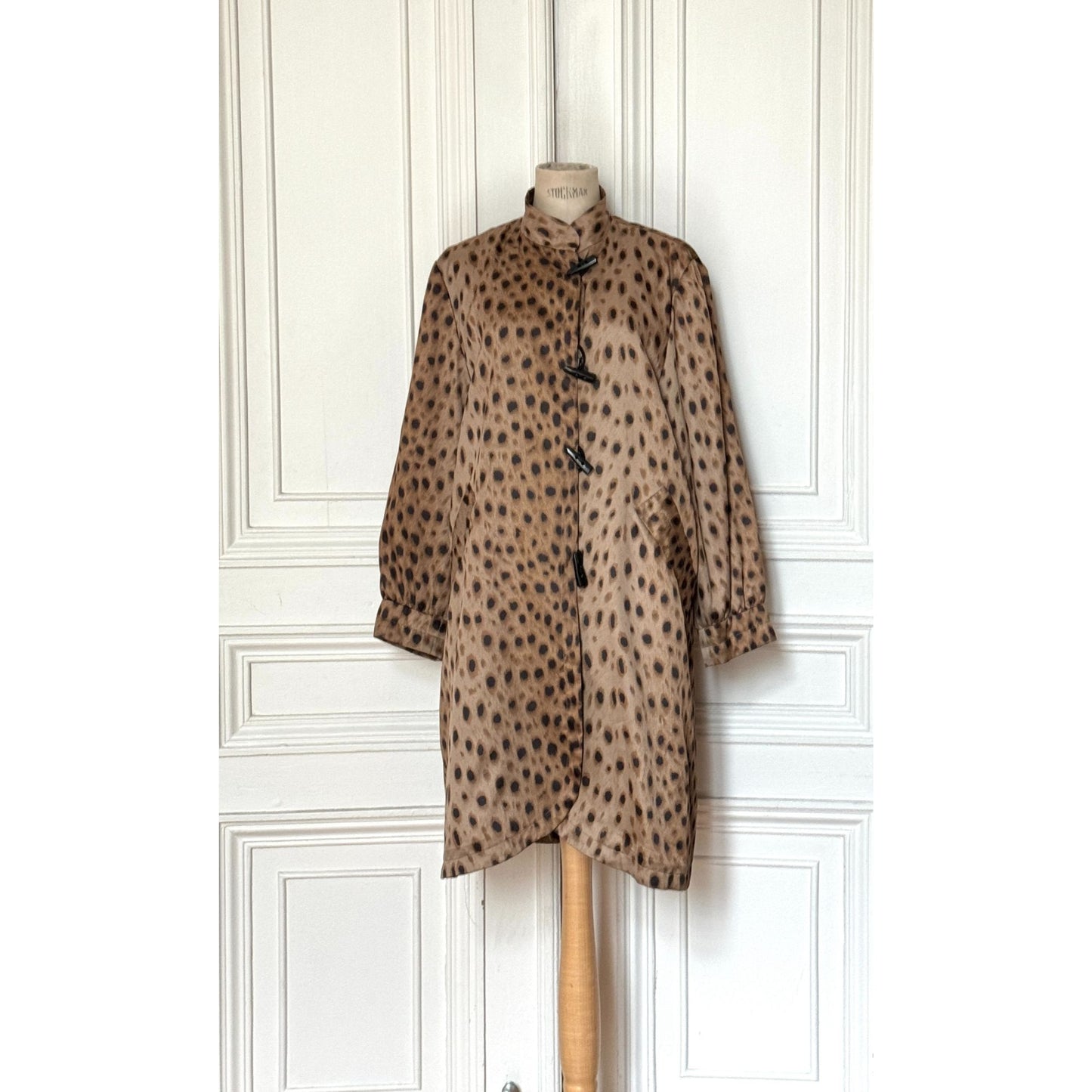Leopard Print Mandarin Collar Dress