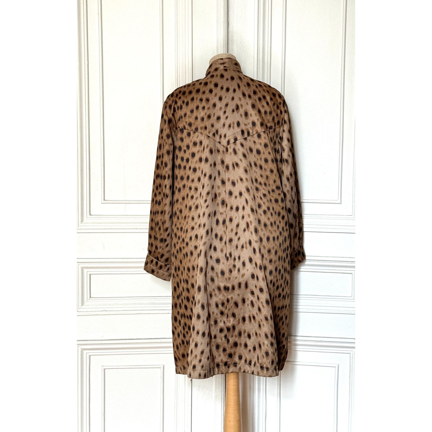 Leopard Print Mandarin Collar Dress