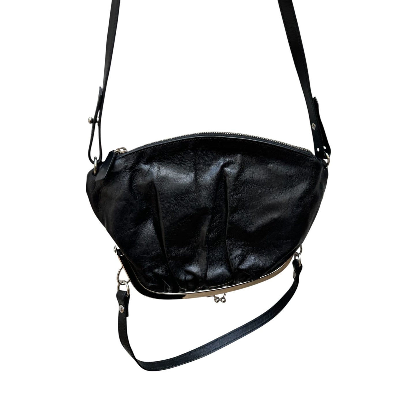 Black Leather Upside Down Handbag