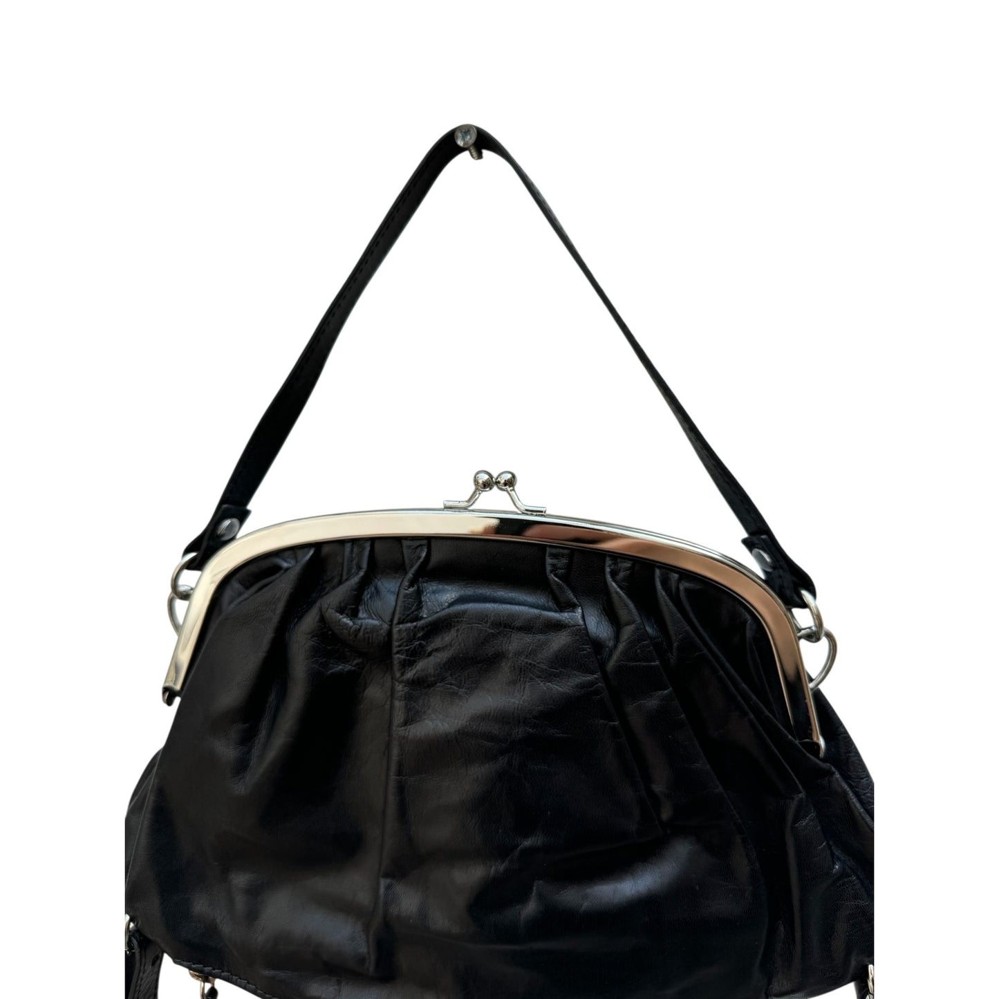 Black Leather Upside Down Handbag