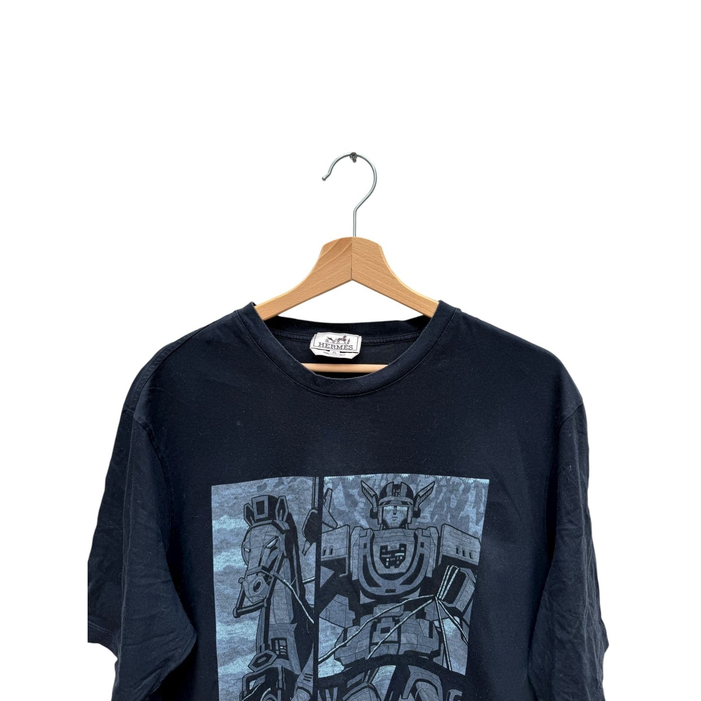 Navy Graphic Horse & Robot Print T-Shirt