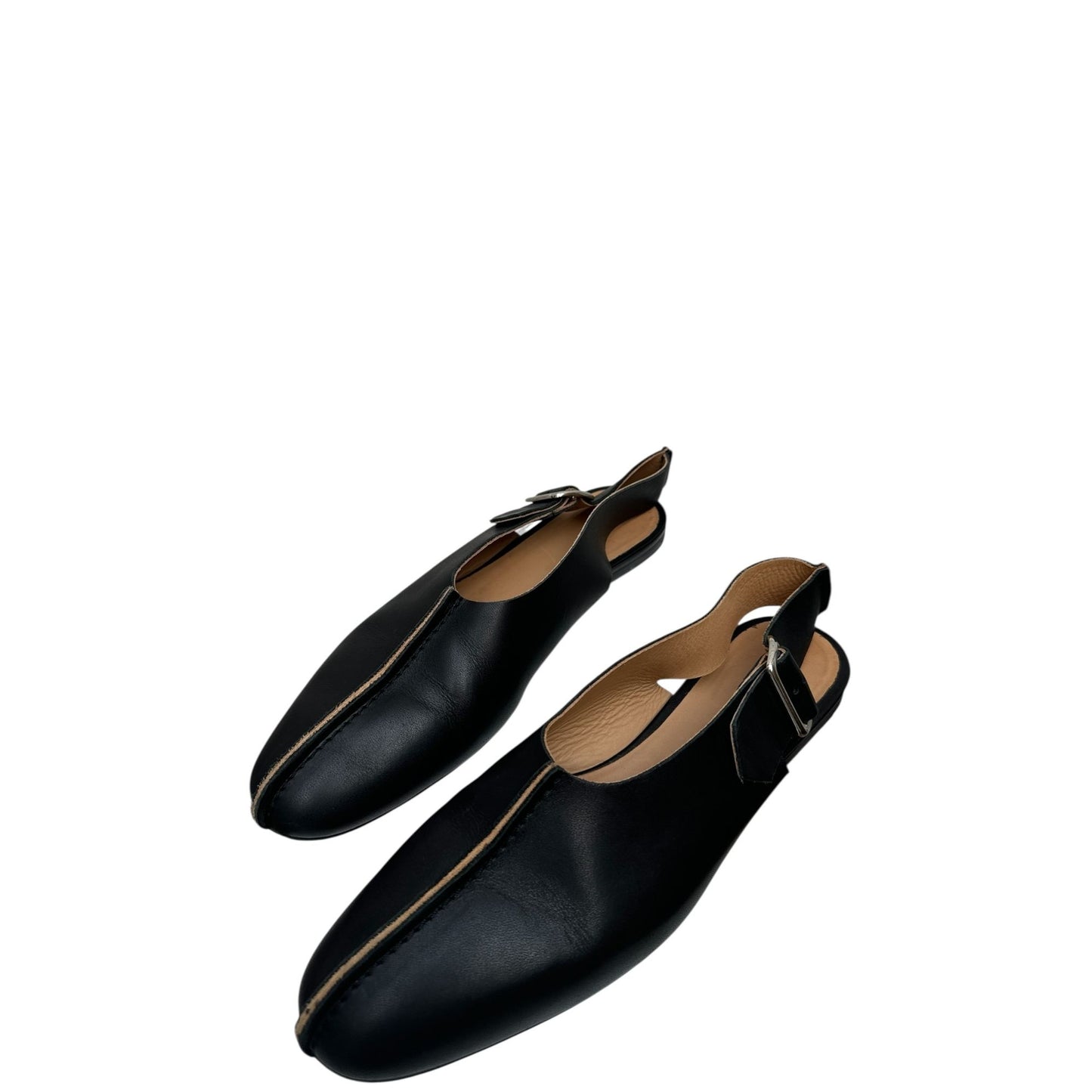 Black Leather Flat Shoes