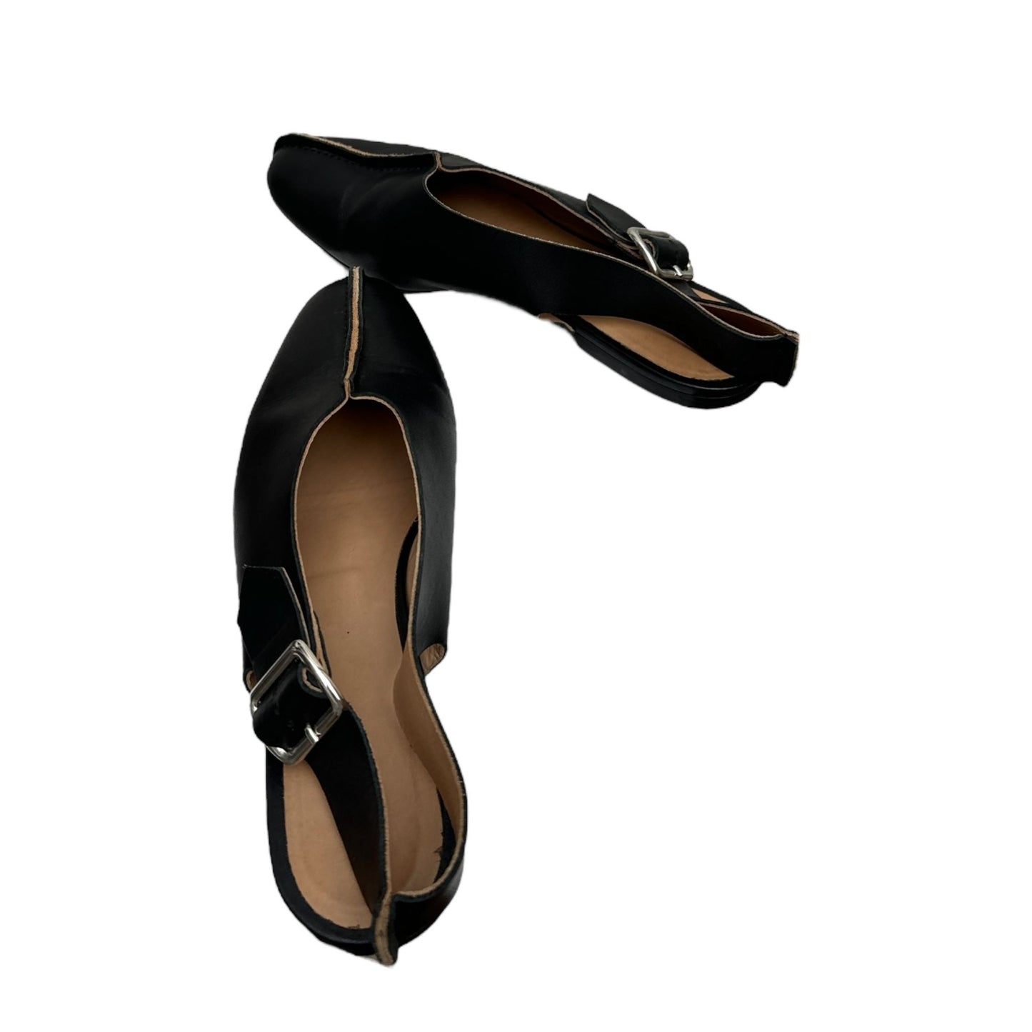 Black Leather Flat Shoes