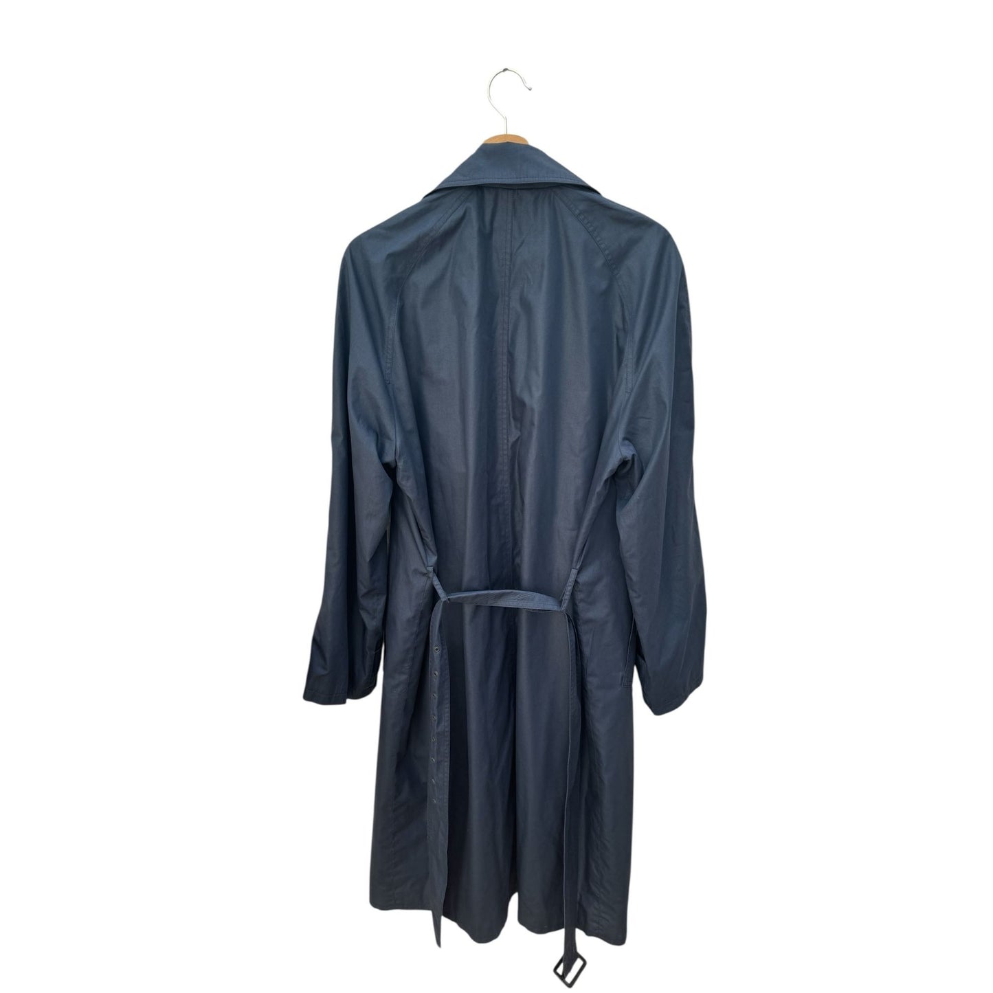 Navy Cotton Blend Belted Trench Coat